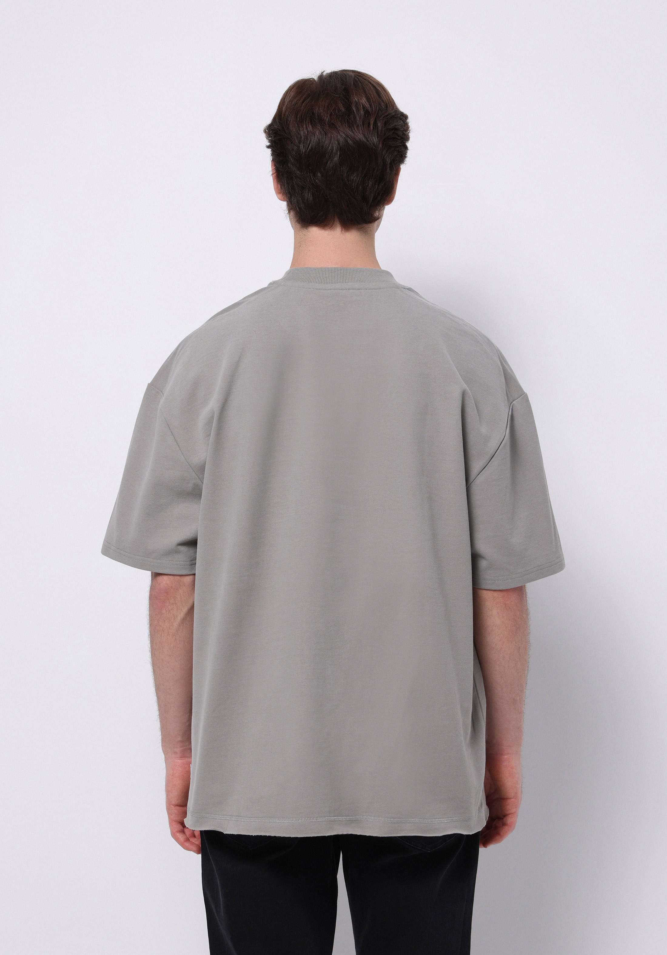 Oversize Fit Yuvarlak Yaka Düz Erkek Yeşil Kısa Kol Tişört