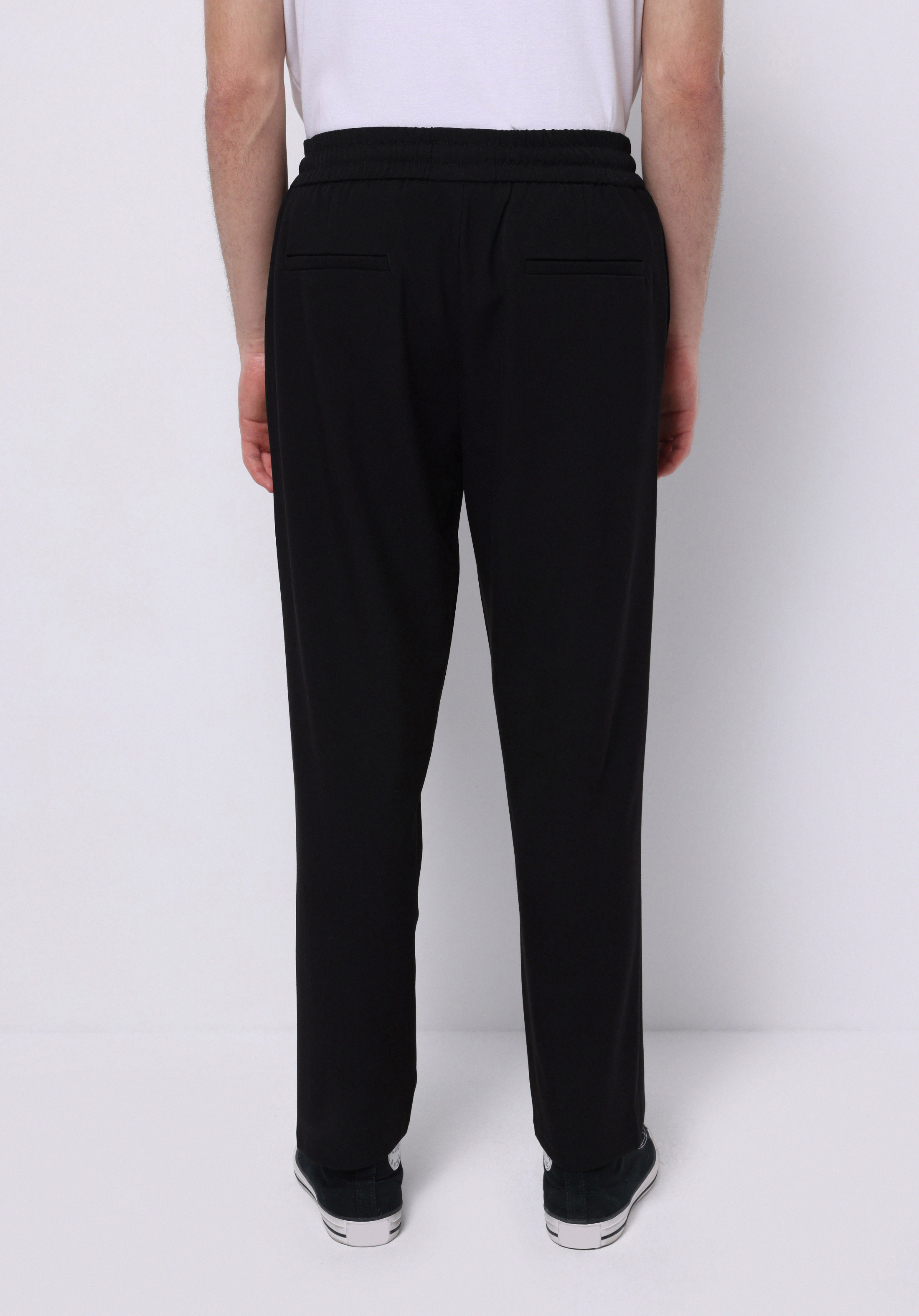 Regular Fit Orta Bel Düz Paça Erkek Siyah  Pantolon