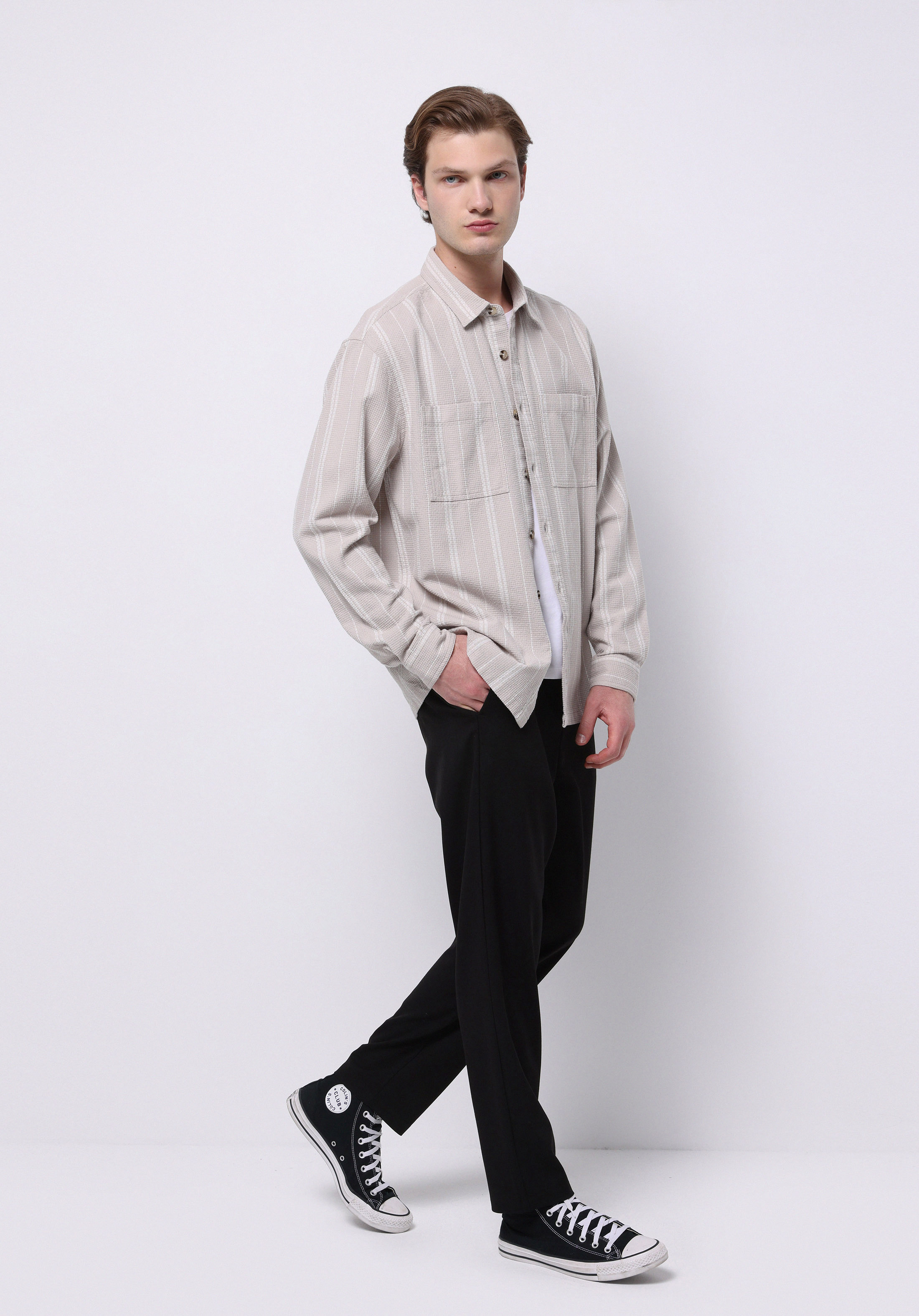 Regular Fit Orta Bel Düz Paça Erkek Siyah  Pantolon