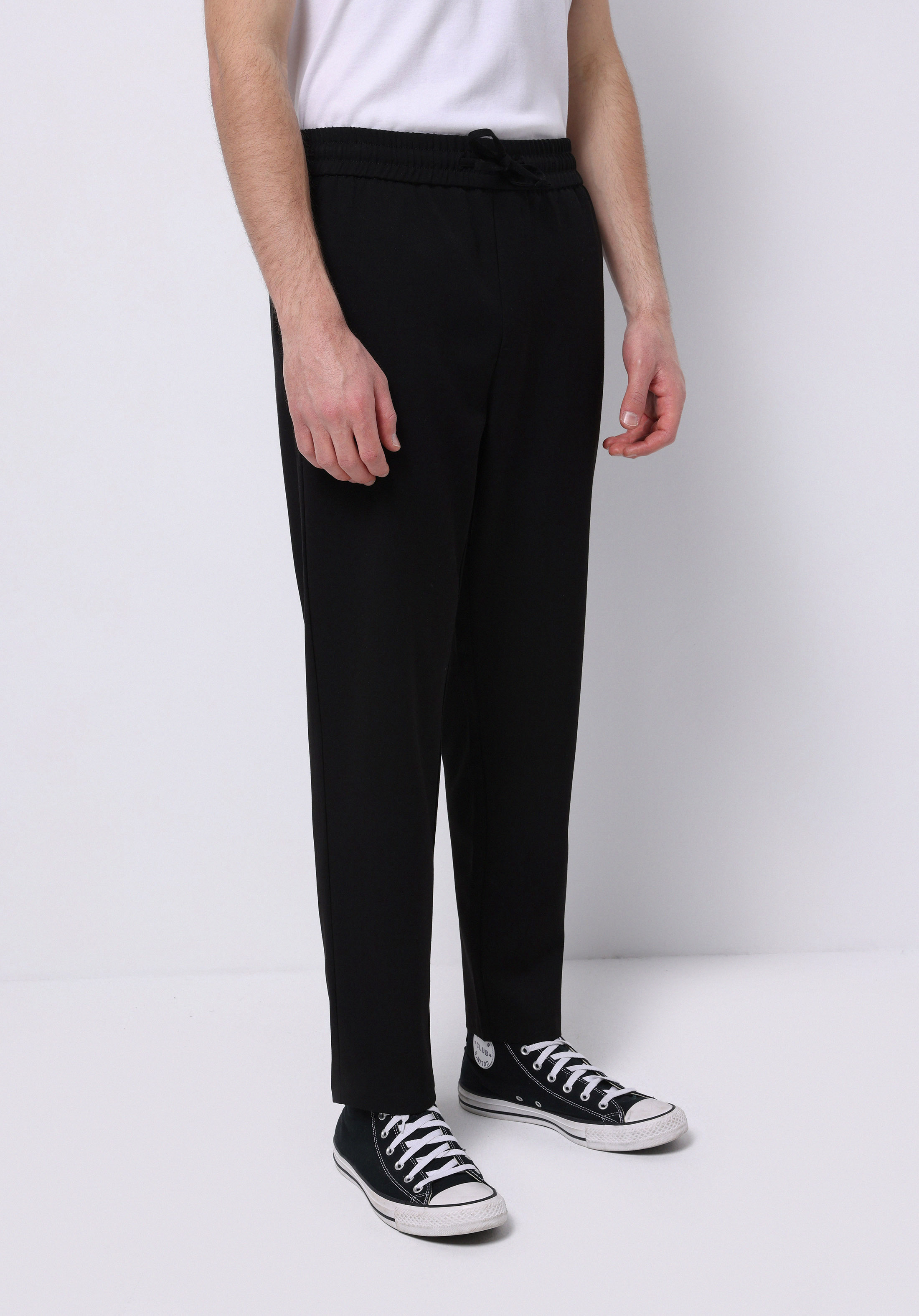 Regular Fit Orta Bel Düz Paça Erkek Siyah  Pantolon