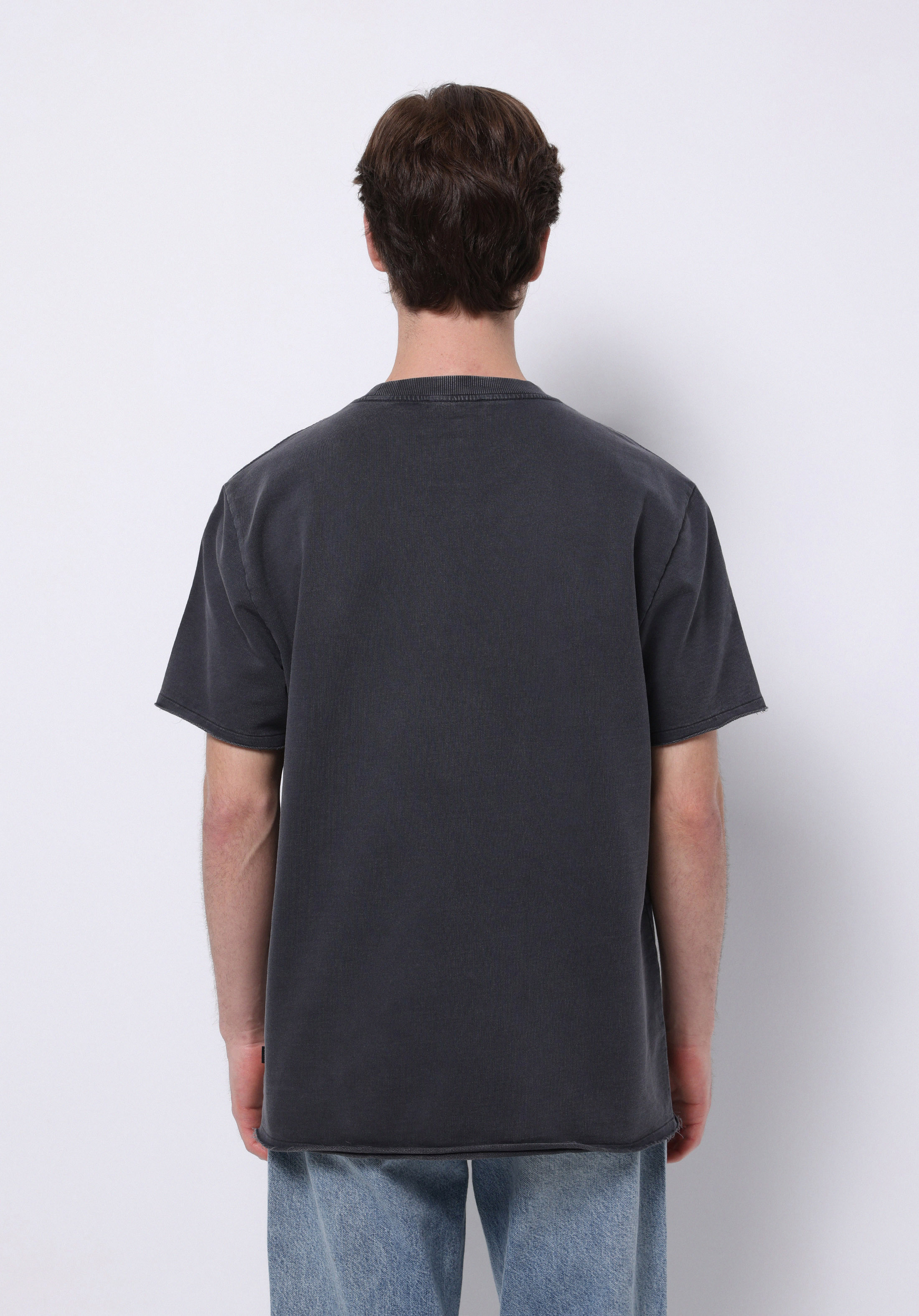 Comfort Fit Yuvarlak Yaka Düz Erkek Antrasit Kısa Kol Tişört