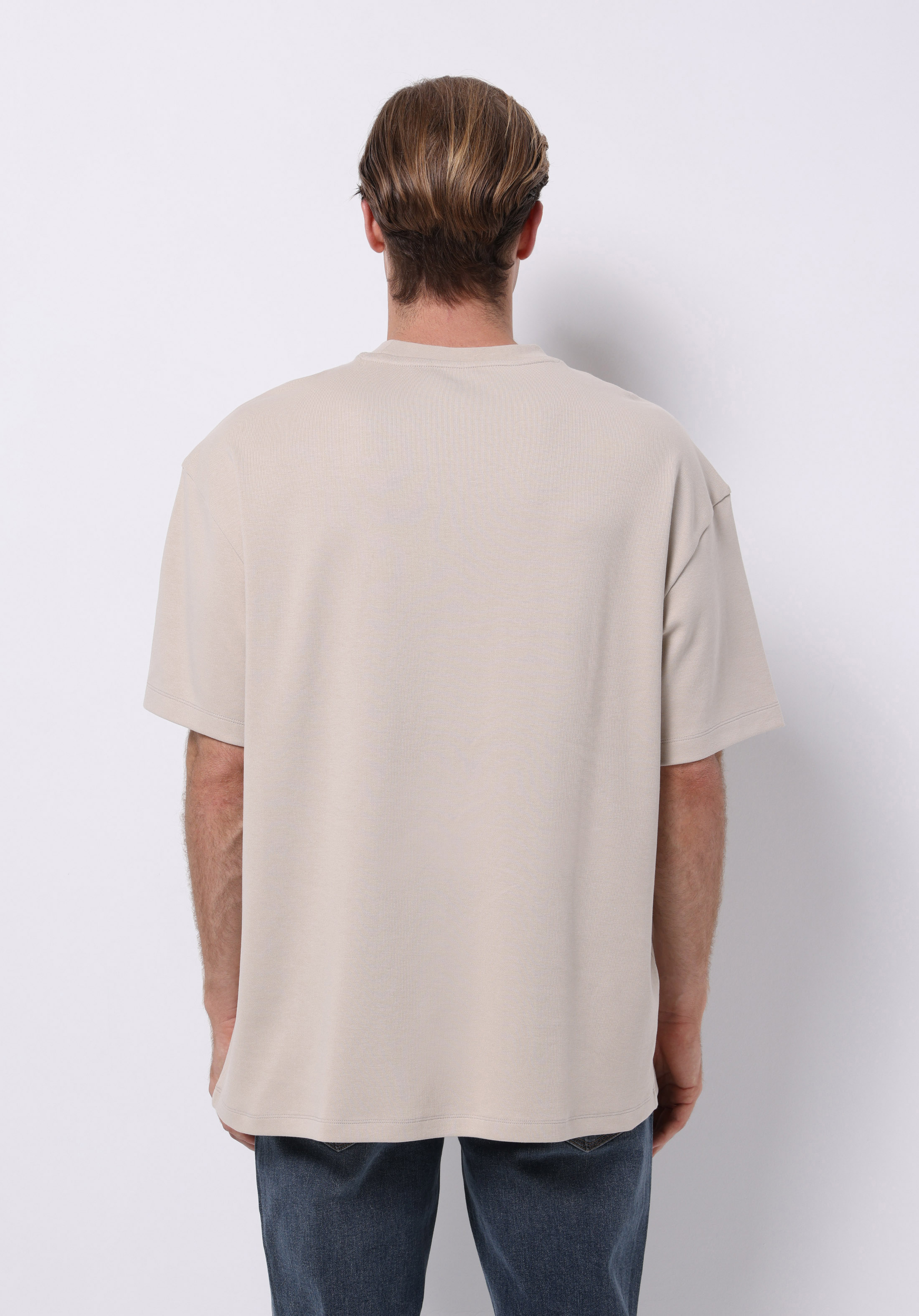 Oversize Fit Yuvarlak Yaka Düz Erkek Taş Kısa Kol Tişört