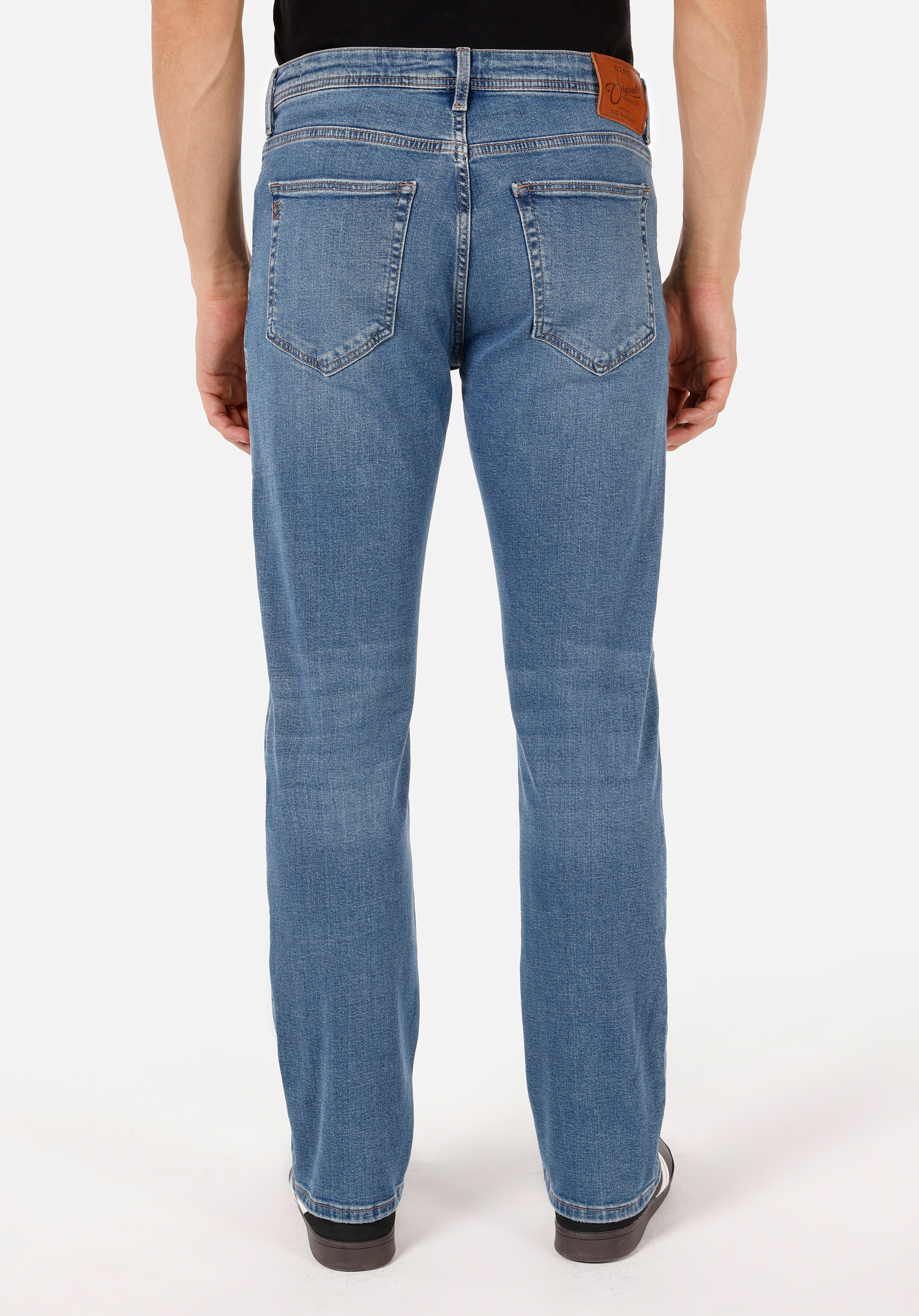 Regular Fit Orta Bel Düz Paça Erkek Koyu İndigo Jean Pantolon