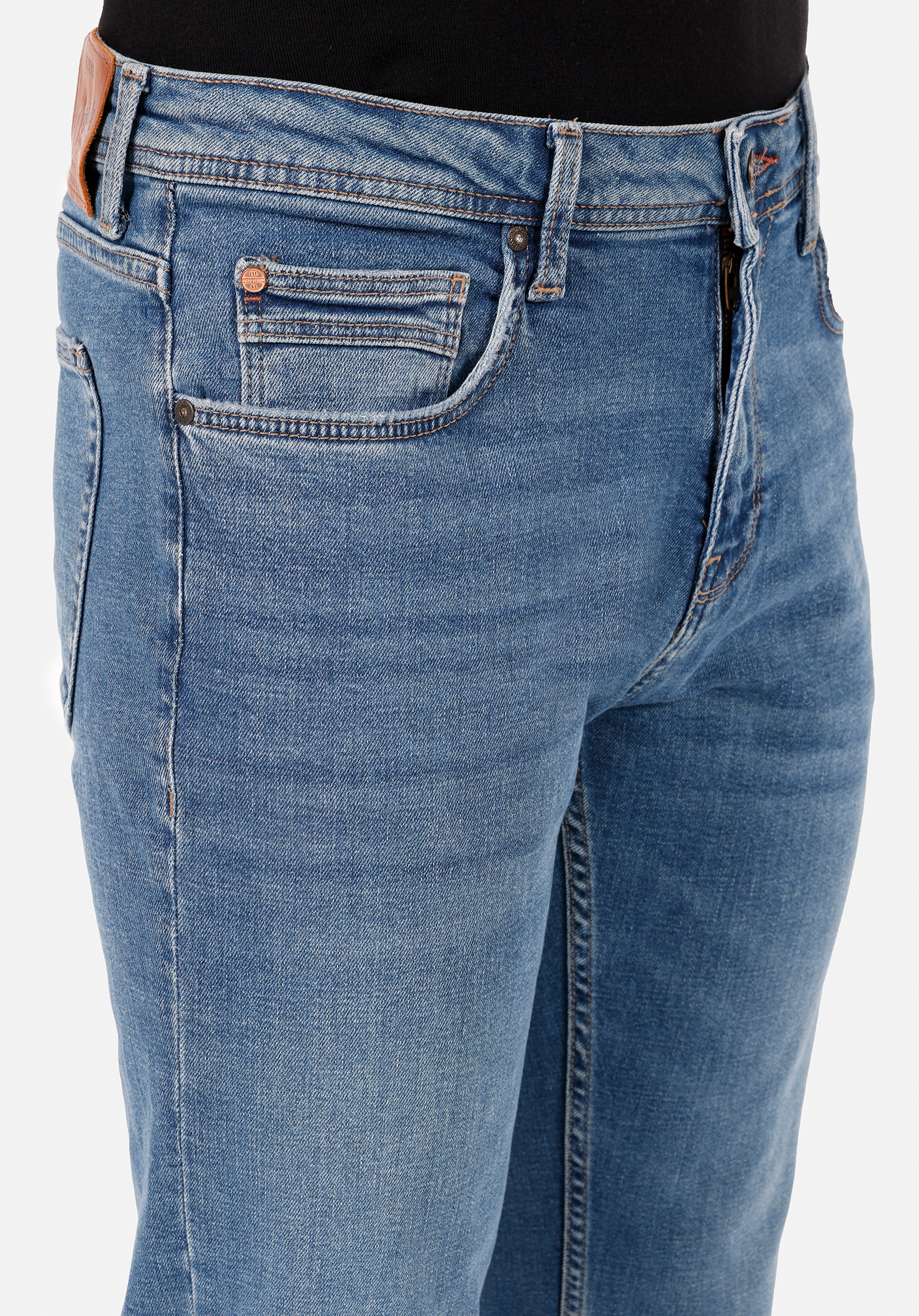 Regular Fit Orta Bel Düz Paça Erkek Koyu İndigo Jean Pantolon