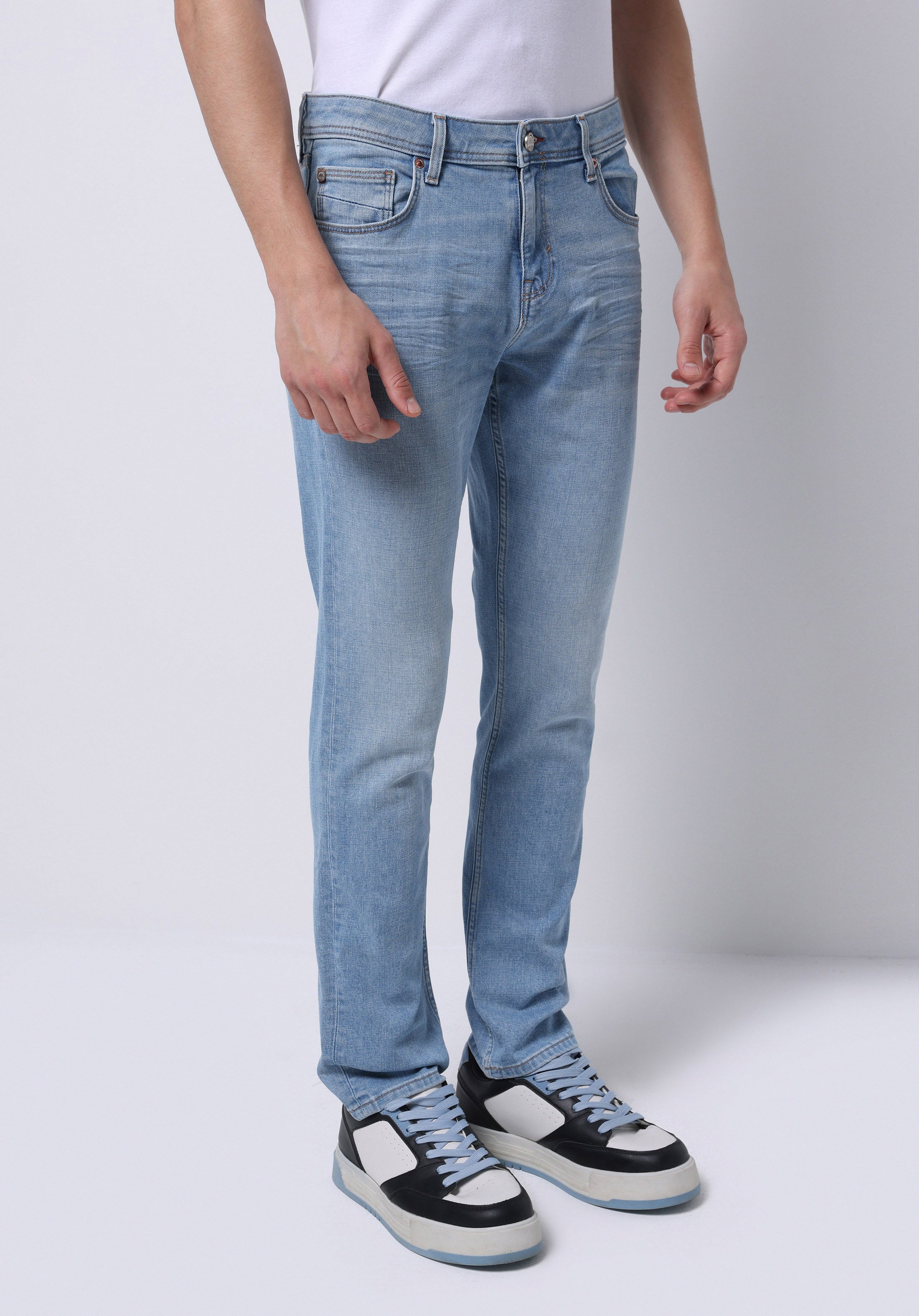 Straight Fit Düşük Bel Düz Paça Erkek İndigo Jean Pantolon