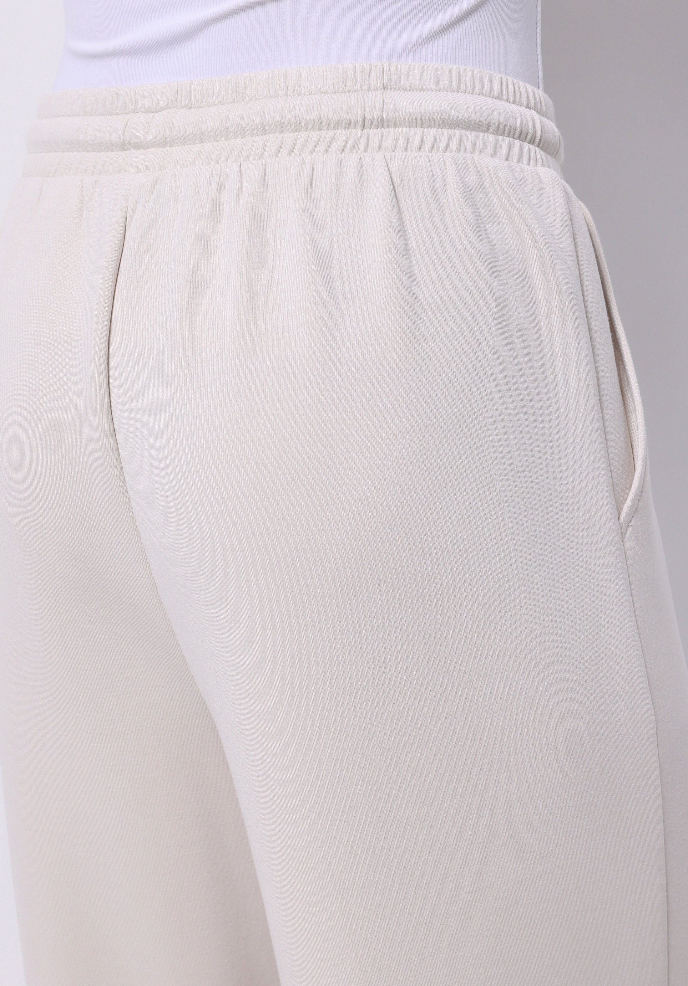 Regular Fit Orta Bel Düz Kadın Ekru Eşofman Altı