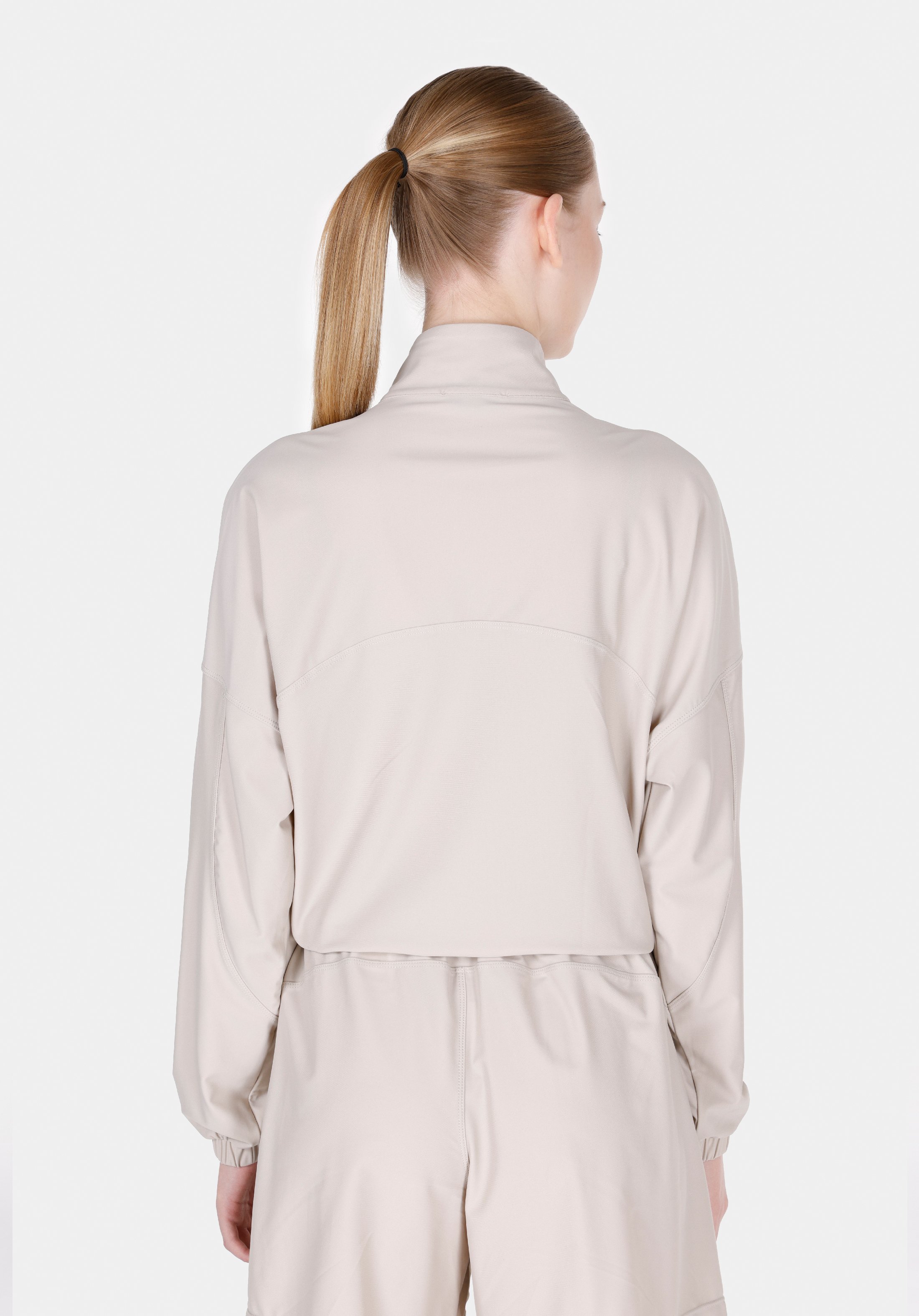 Regular Fit Fermuarlı Düz Kadın Taş Sweatshirt