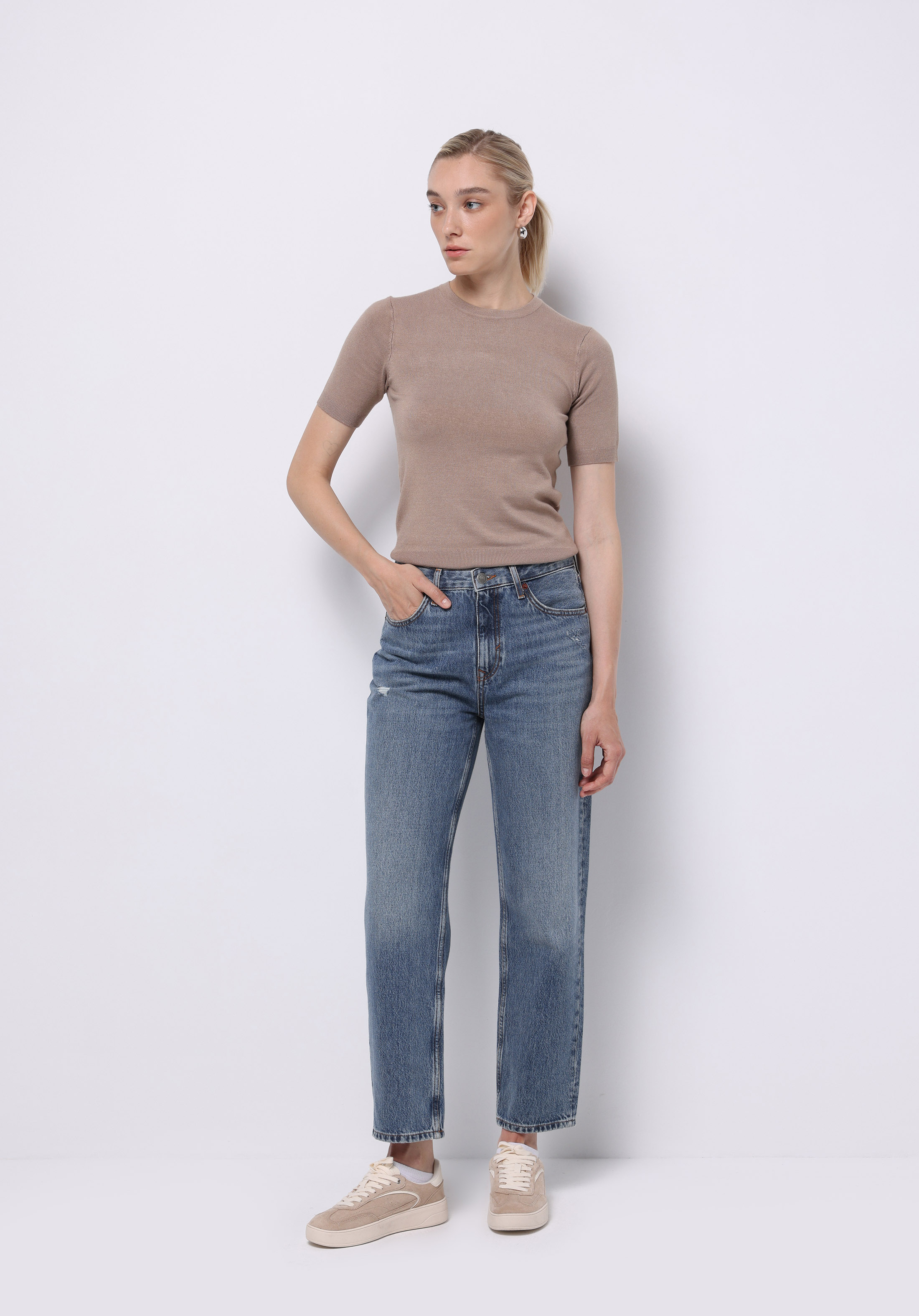 Slim Fit   Kadın Gri  Kazak