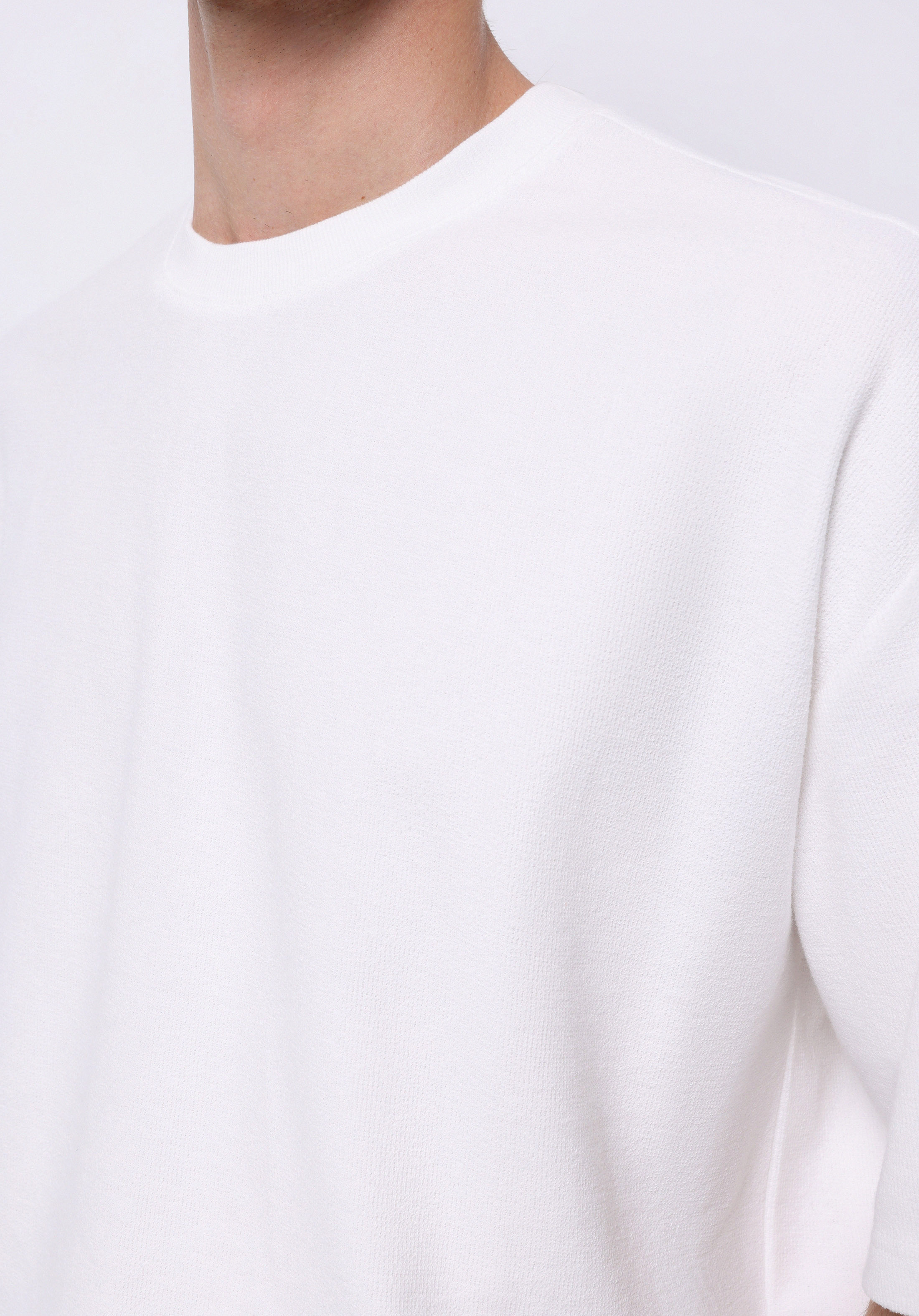 Oversize Fit Yuvarlak Yaka Düz Erkek Beyaz Kısa Kol Tişört