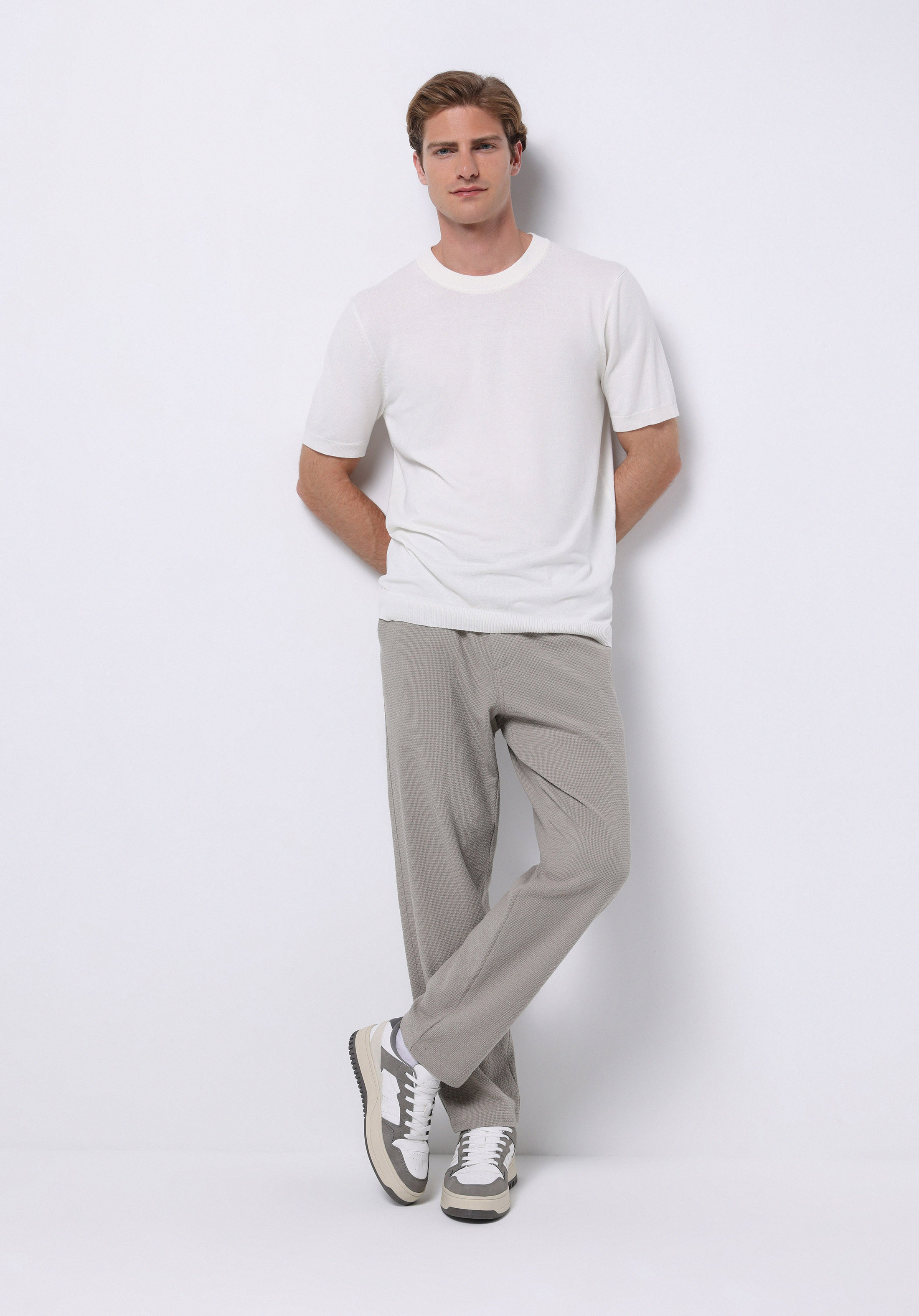 Regular Fit Orta Bel Düz Paça Erkek Taş  Pantolon