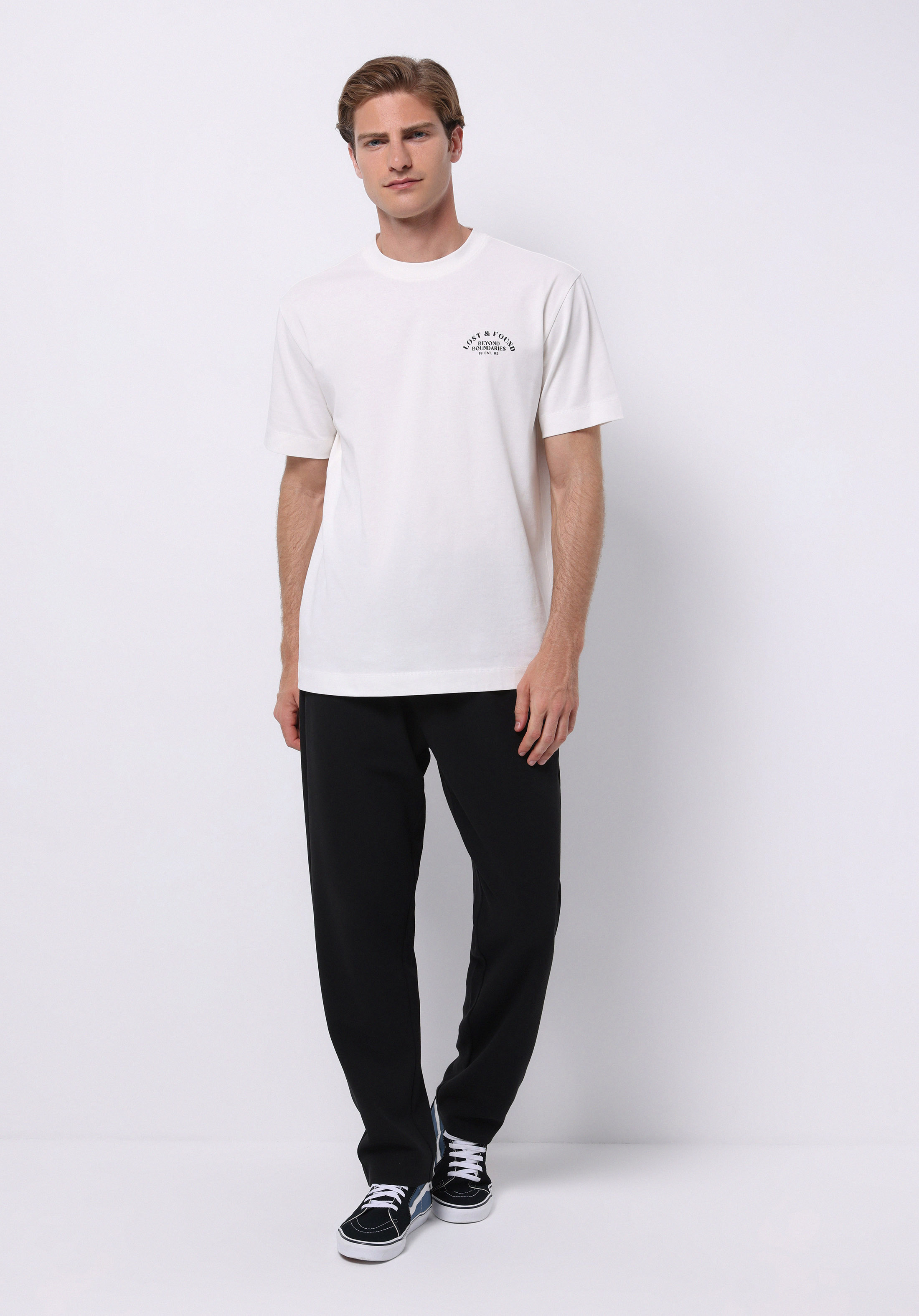 Regular Fit Orta Bel Düz Erkek Siyah Eşofman Altı