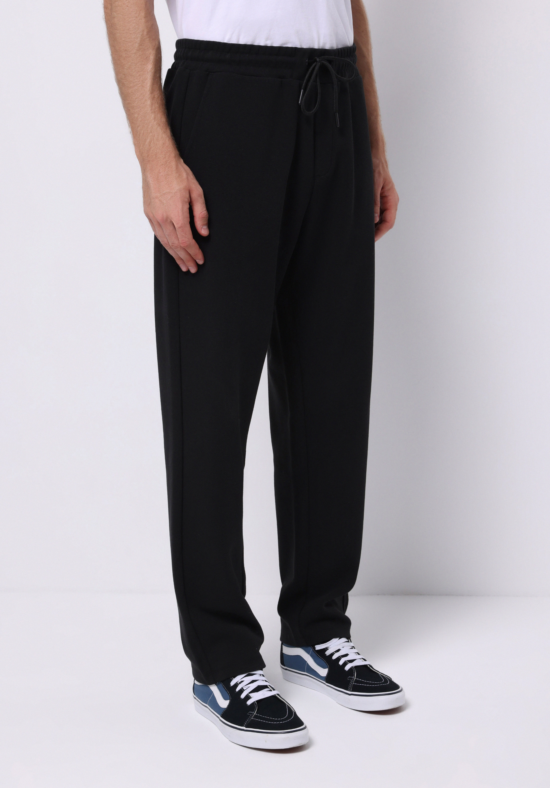 Regular Fit Orta Bel Düz Erkek Siyah Eşofman Altı