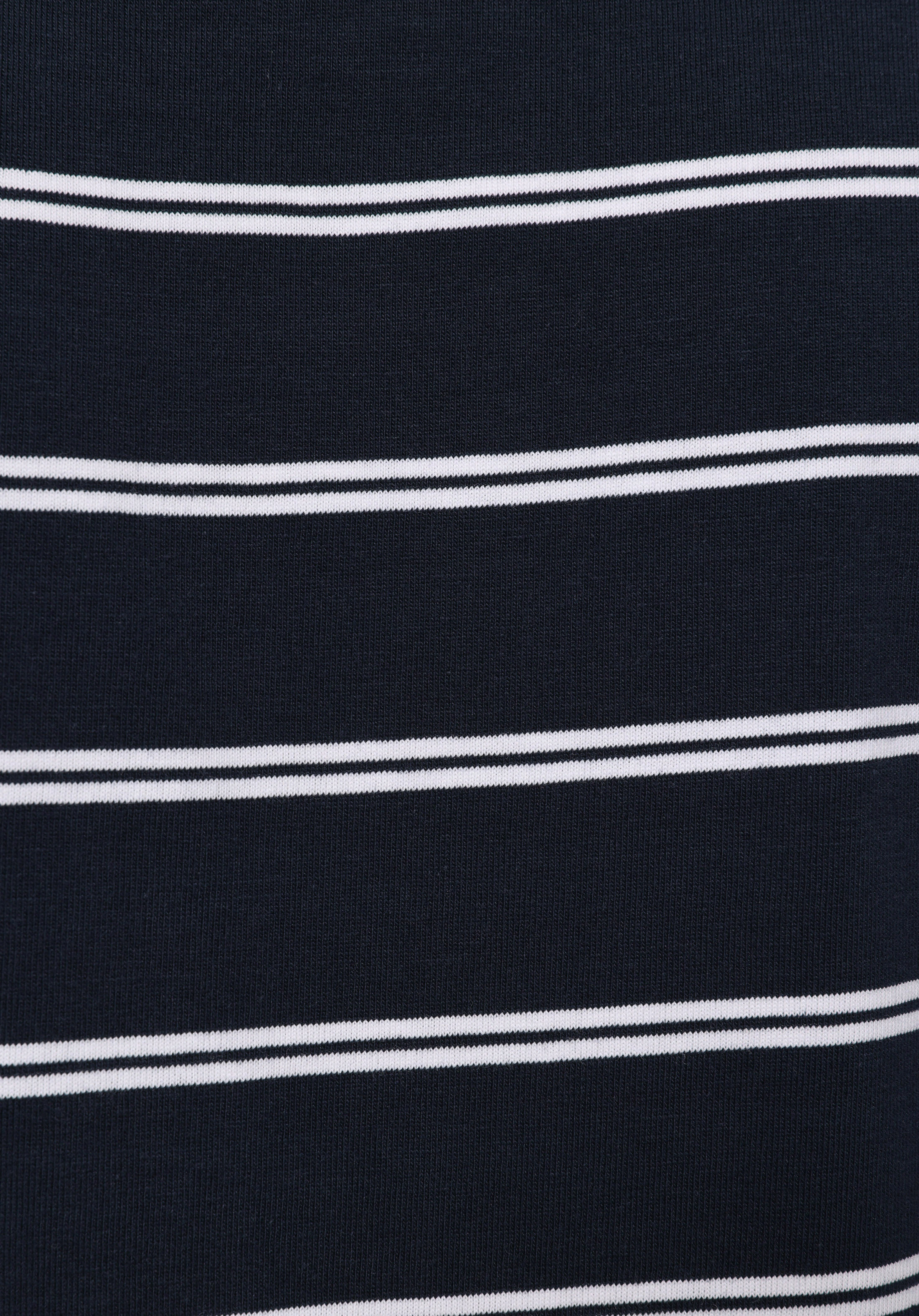 Comfort Fit Yuvarlak Yaka Çizgili Erkek Lacivert Kısa Kol Tişört