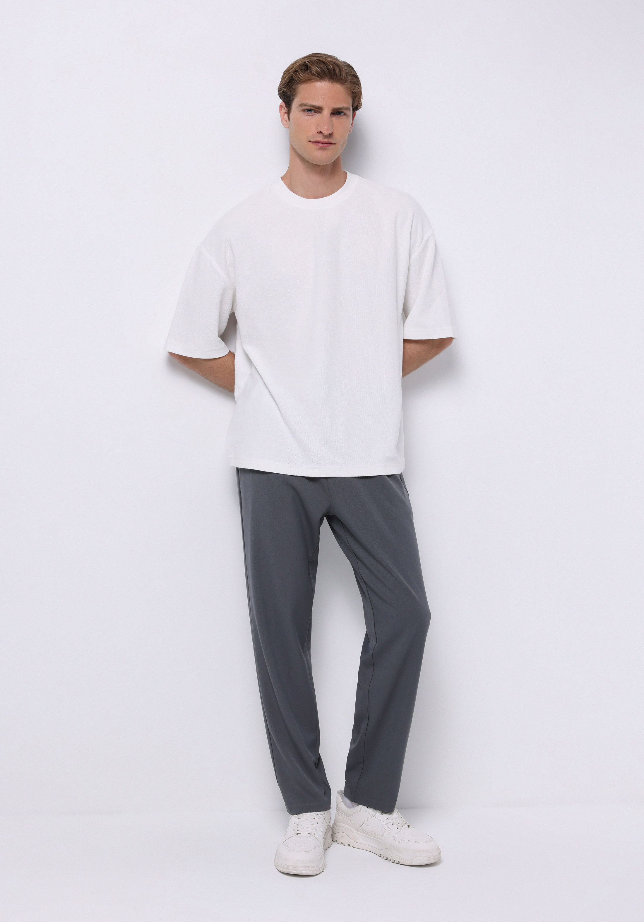 Regular Fit Orta Bel Düz Paça Erkek Antrasit  Pantolon