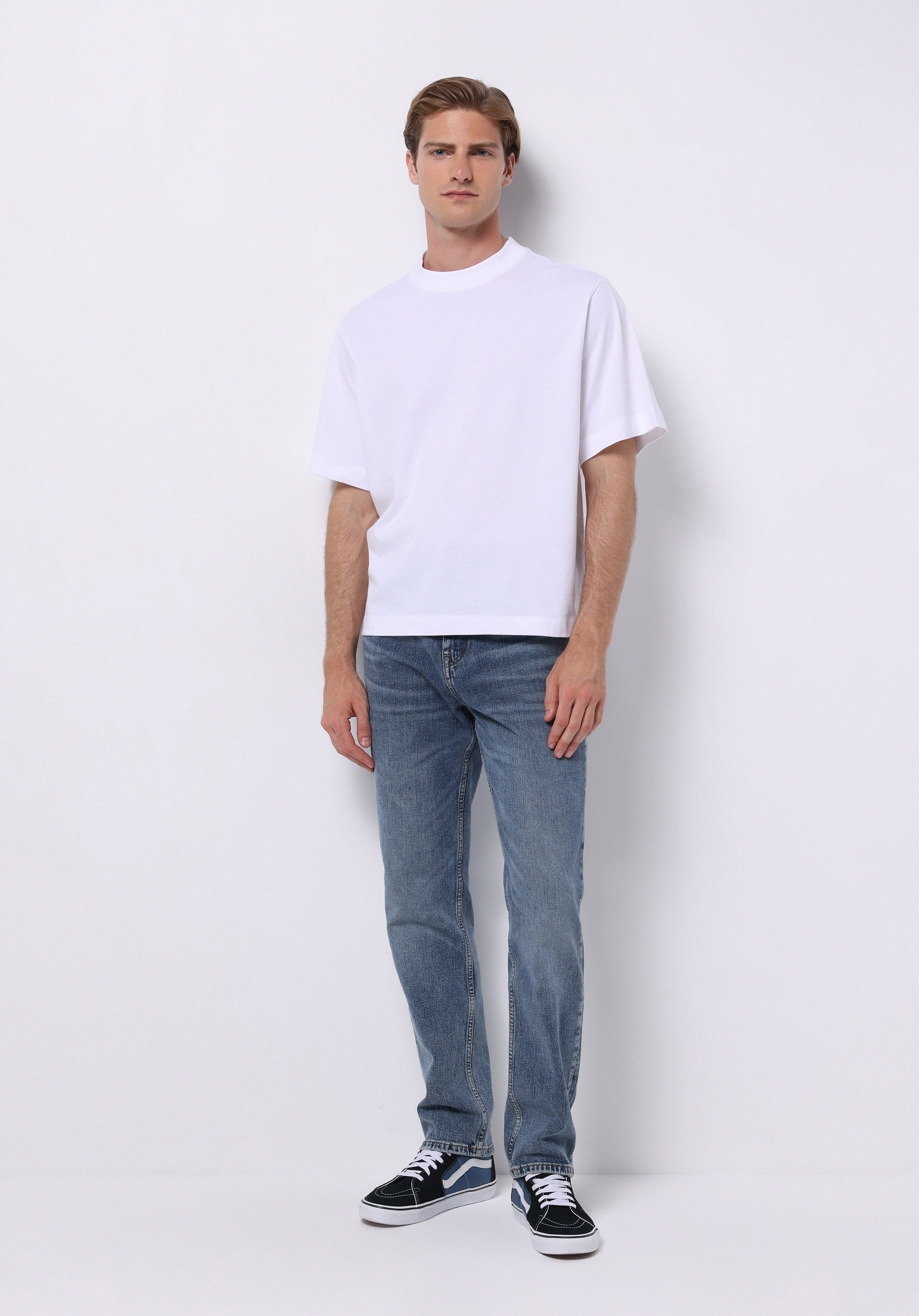 Loose Straight Fit Orta Bel Düz Paça Erkek İndigo Jean Pantolon