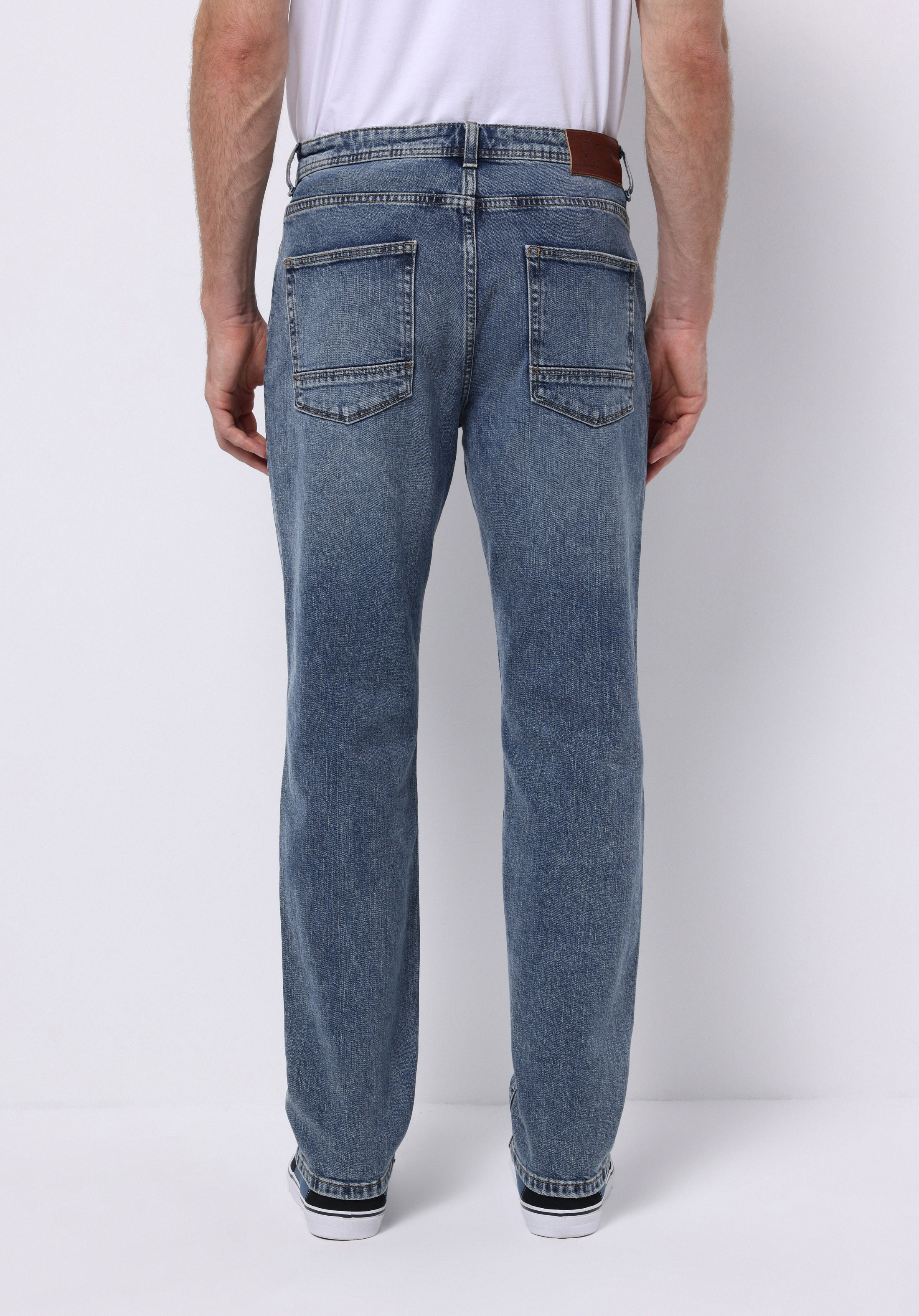 Loose Straight Fit Orta Bel Düz Paça Erkek İndigo Jean Pantolon