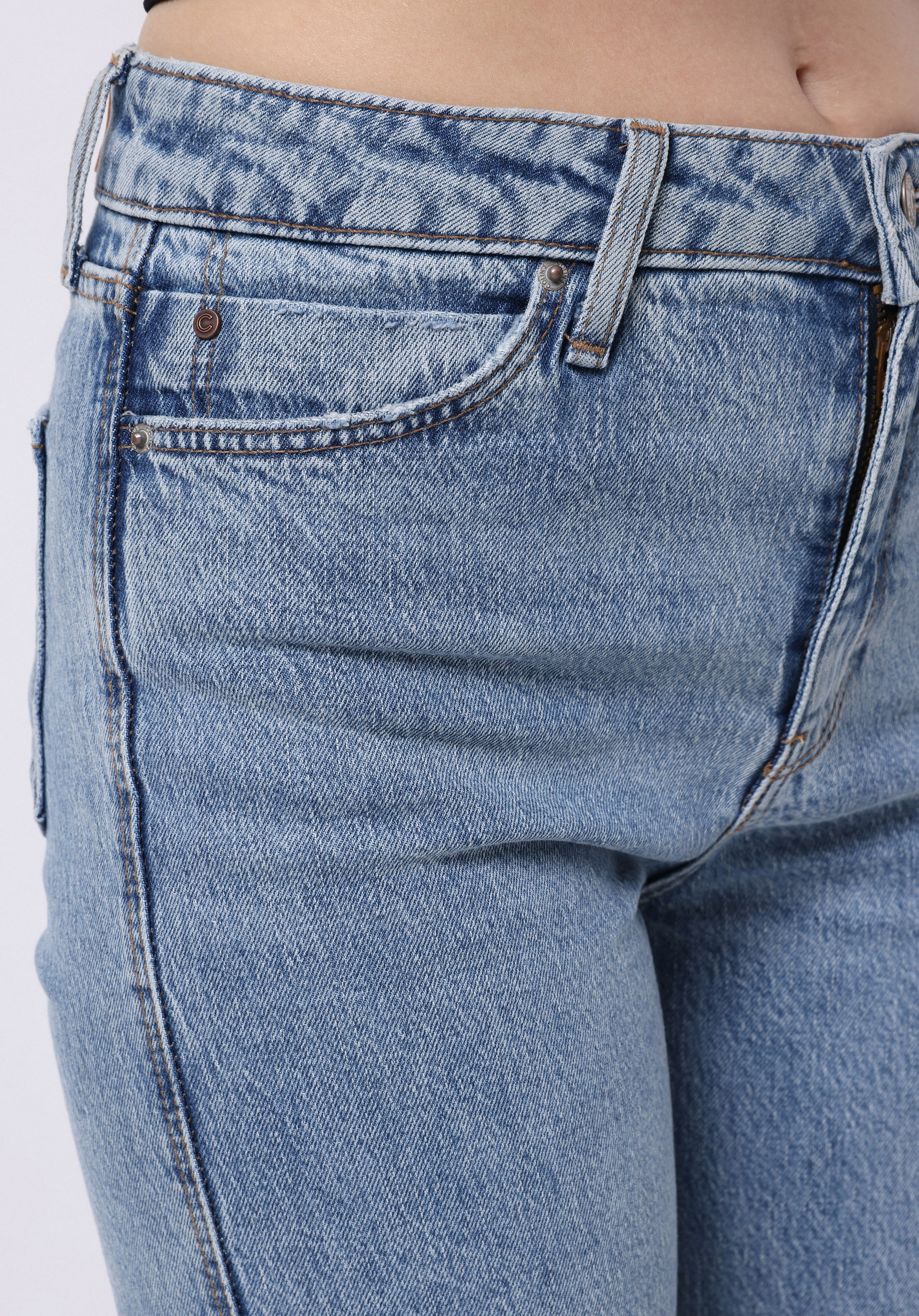 Regular Fit Yüksel Bel Geniş Paça Kadın Koyu İndigo Jean Pantolon