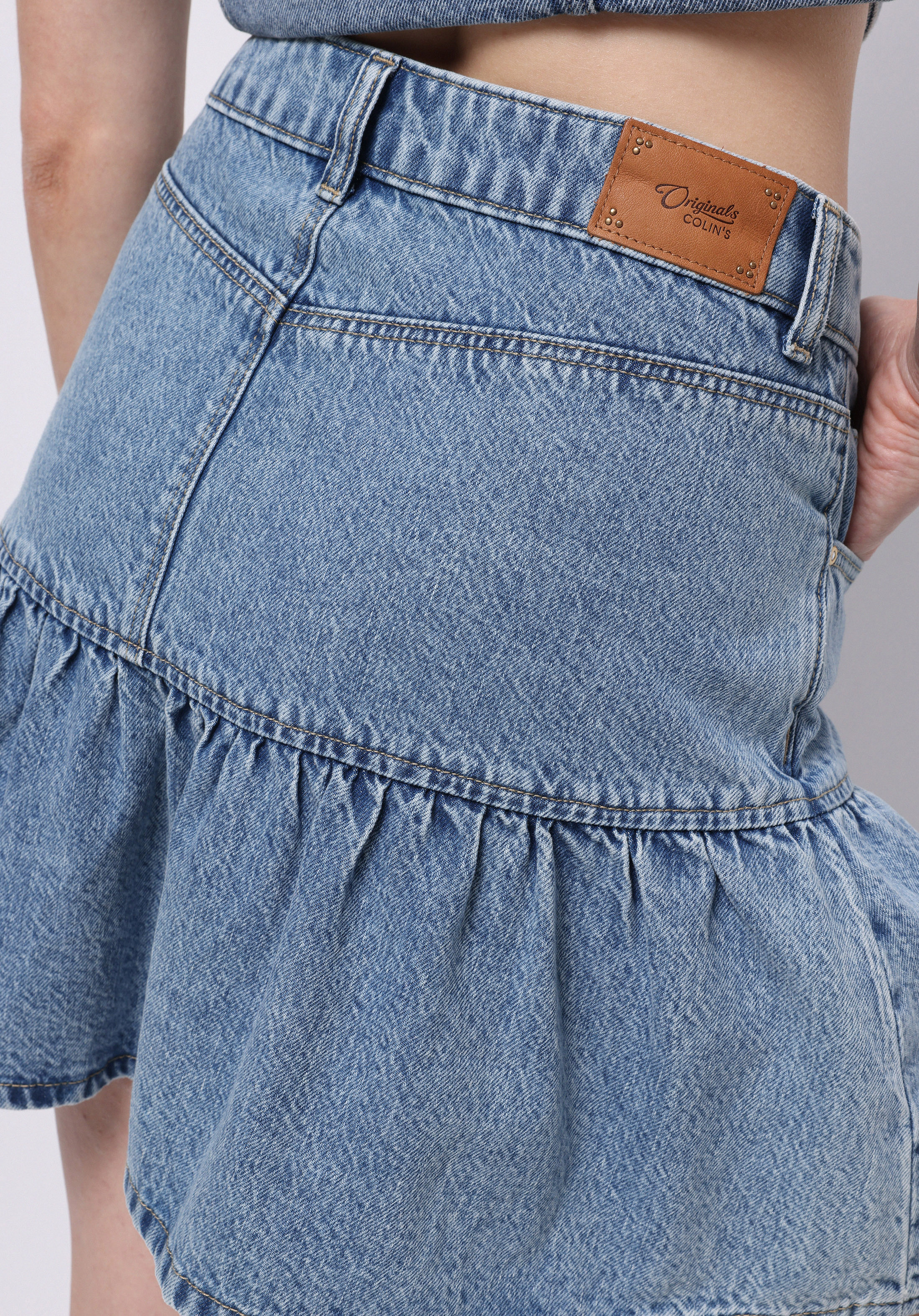 Slim Fit Düz Fermuarlı Kadın Mavi Etek
