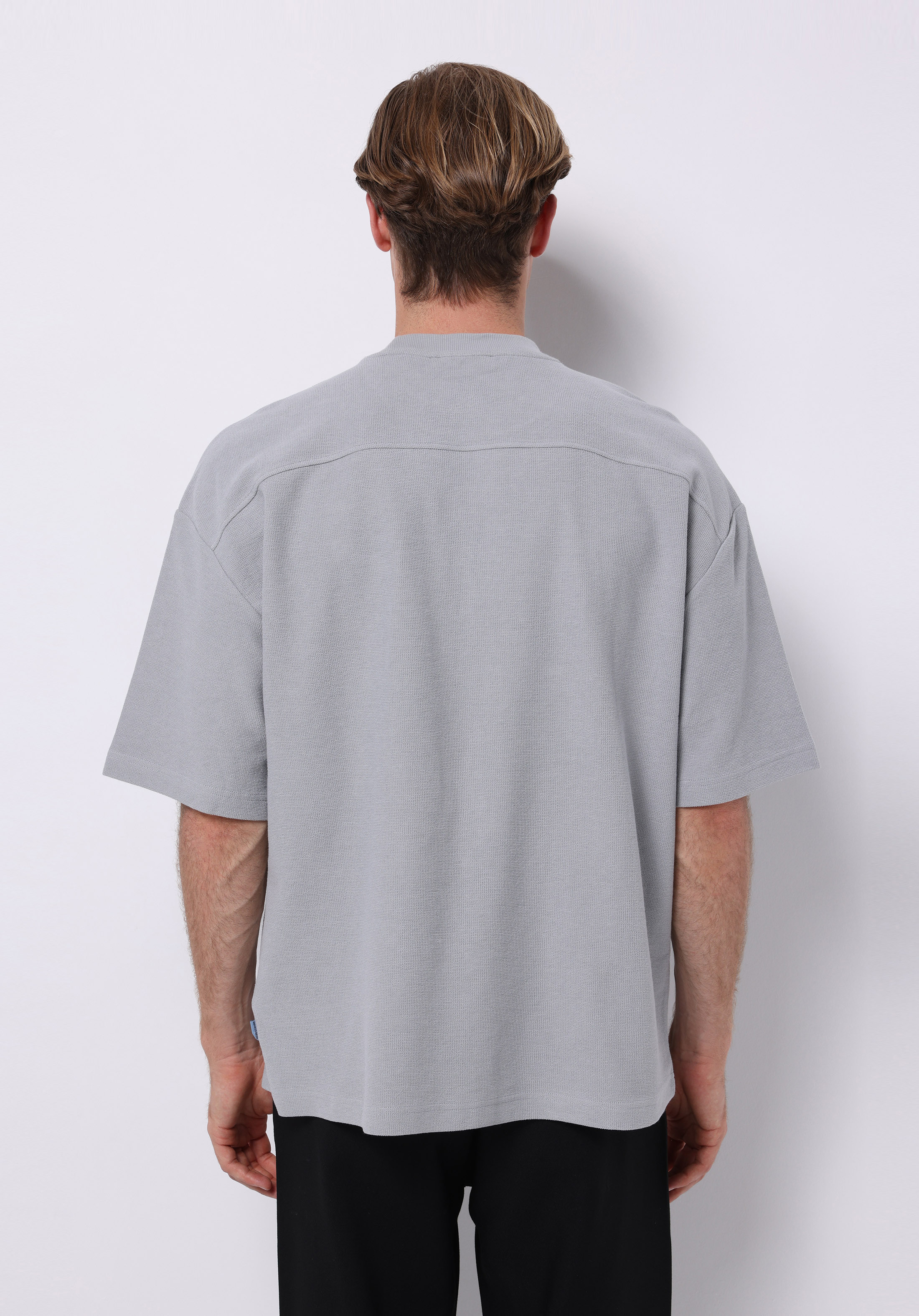 Oversize Fit Yuvarlak Yaka Düz Erkek Mavi Kısa Kol Tişört