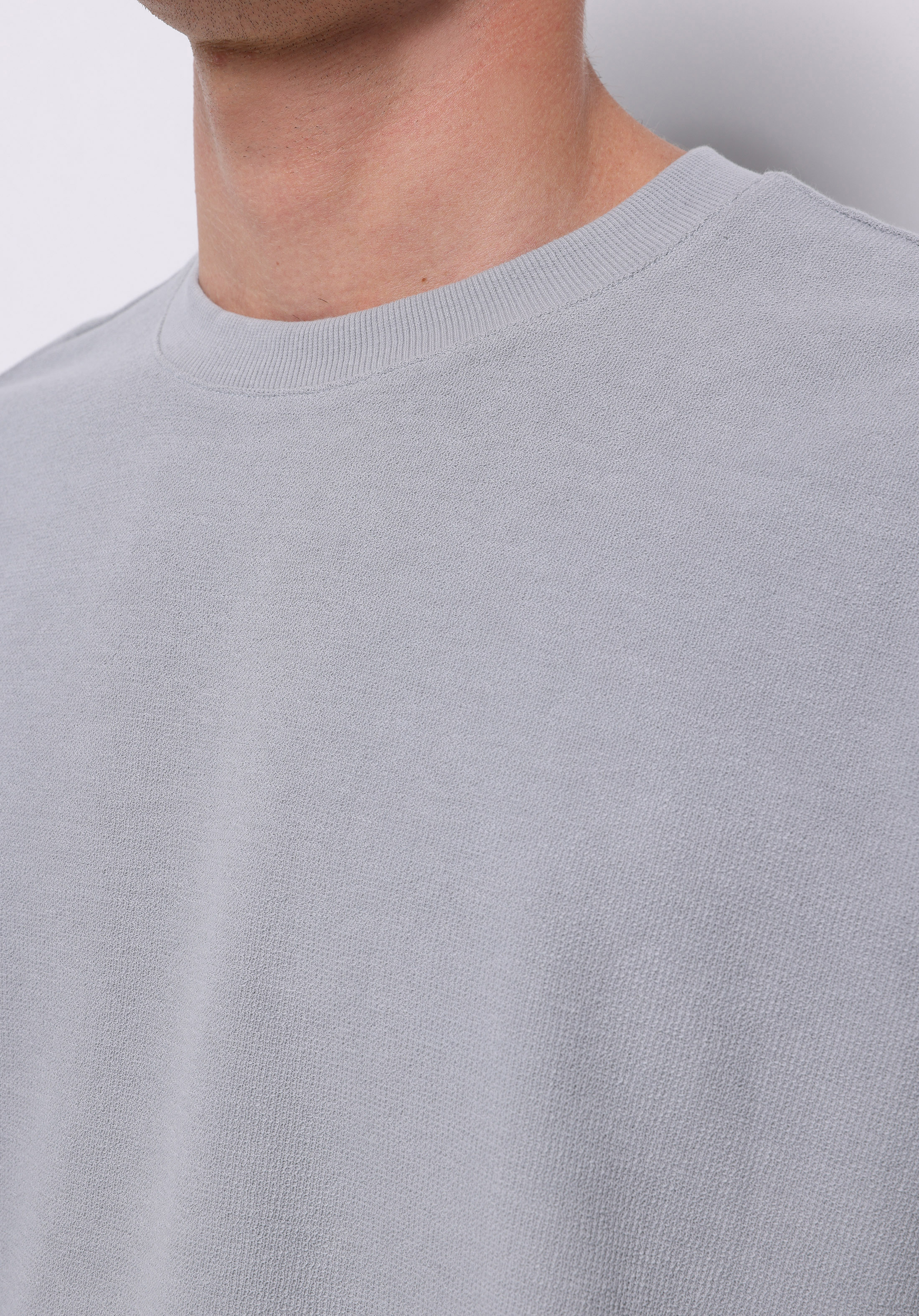 Oversize Fit Yuvarlak Yaka Düz Erkek Mavi Kısa Kol Tişört