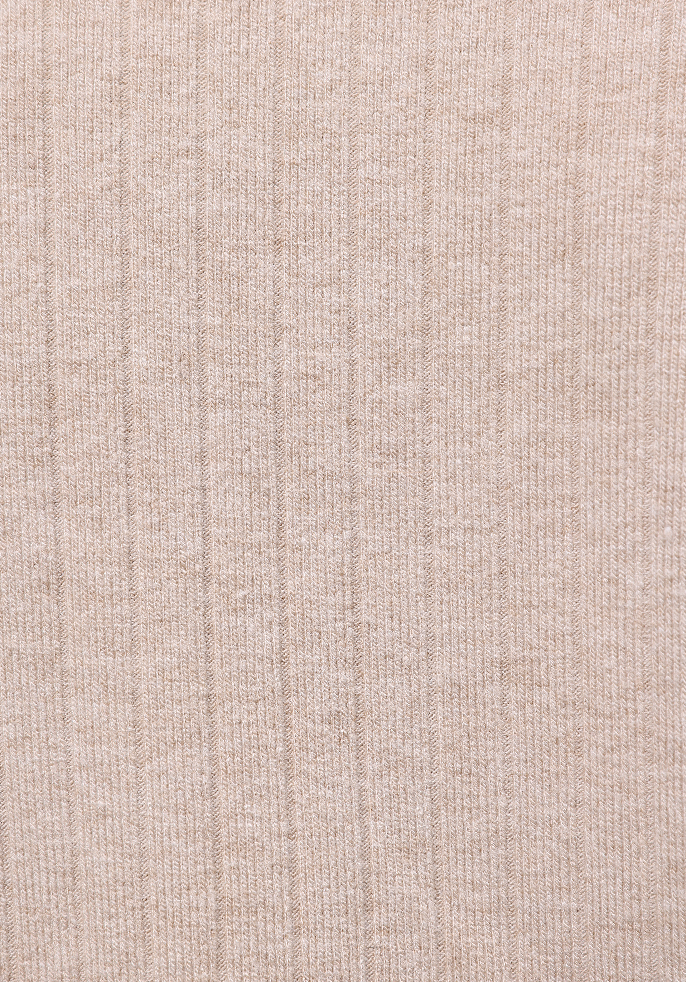 Regular Fit Dik Yaka Düz Kadın Bej Uzun Kol Tişört