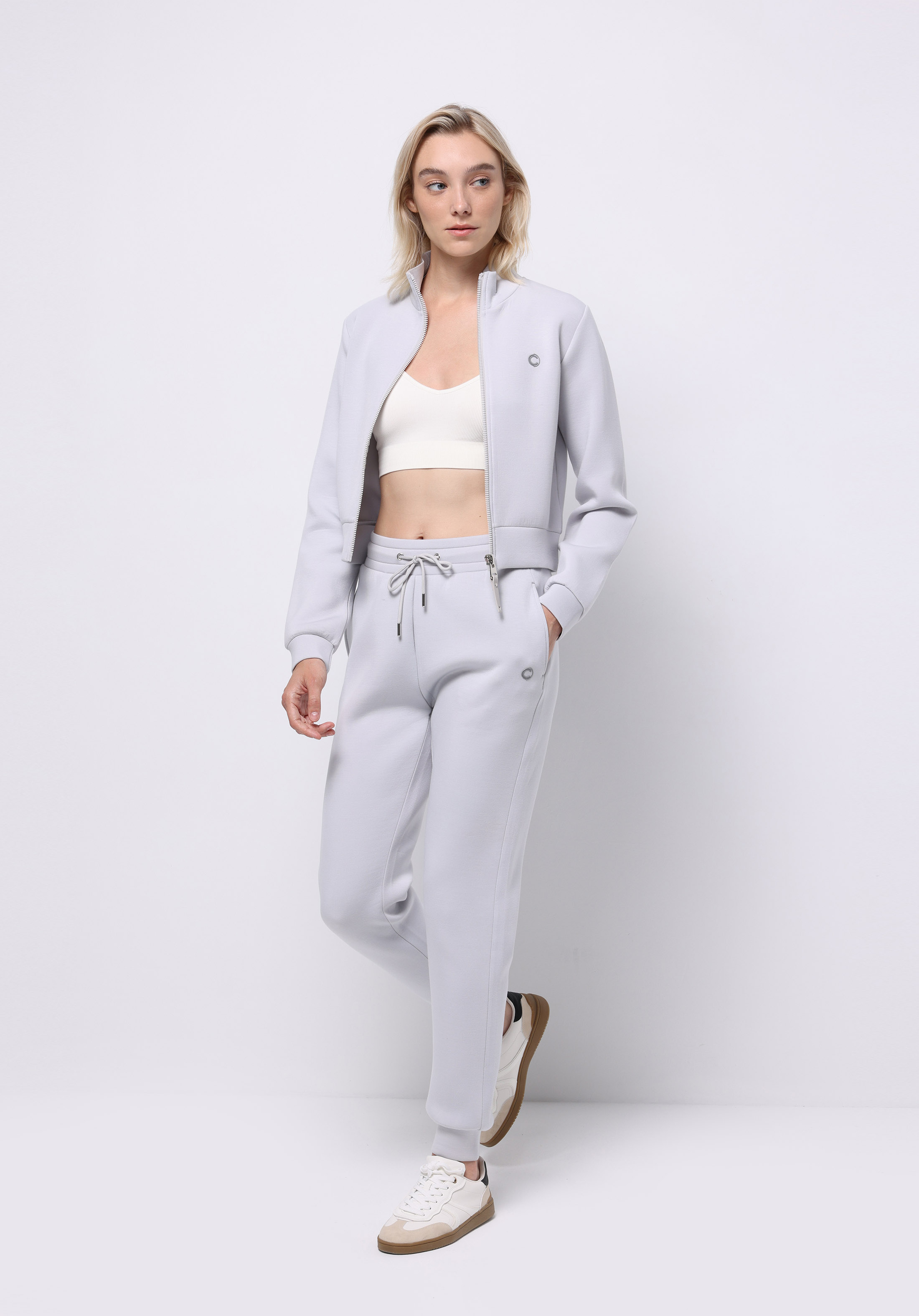 Regular Fit Orta Bel Düz Kadın Gri Eşofman Altı