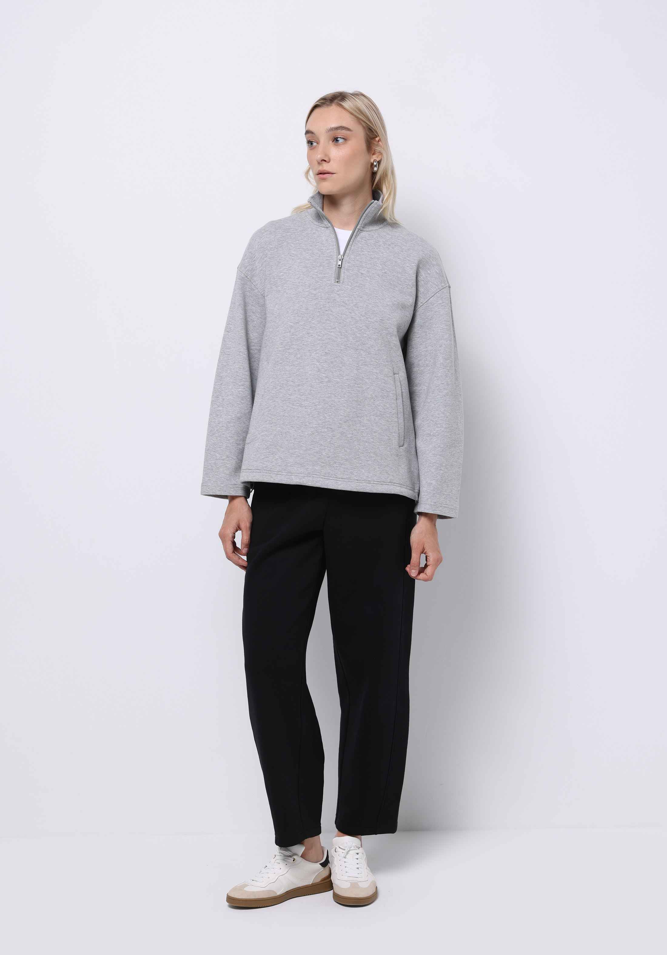 Regular Fit Orta Bel Düz Kadın Siyah Eşofman Altı