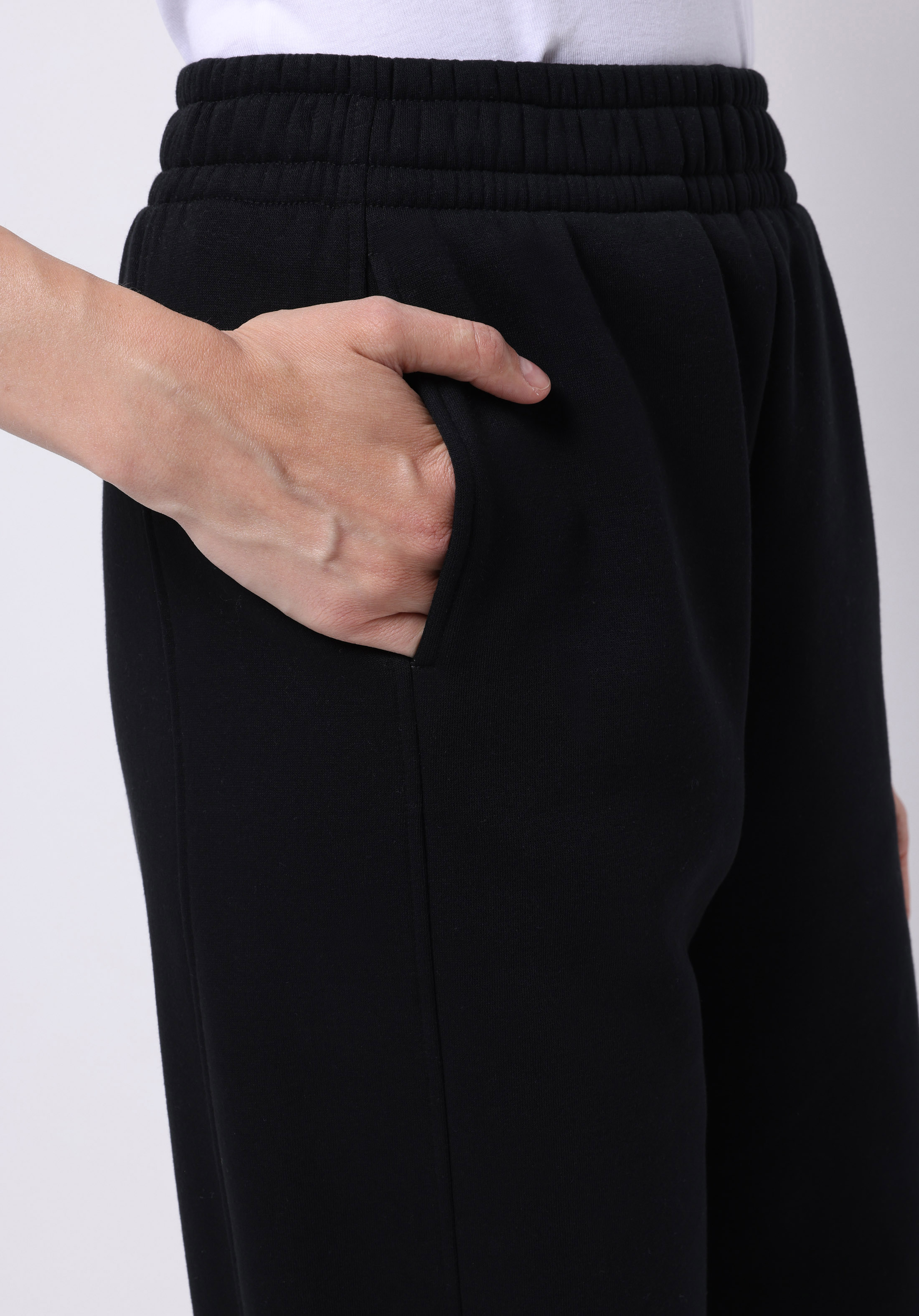 Regular Fit Orta Bel Düz Kadın Siyah Eşofman Altı