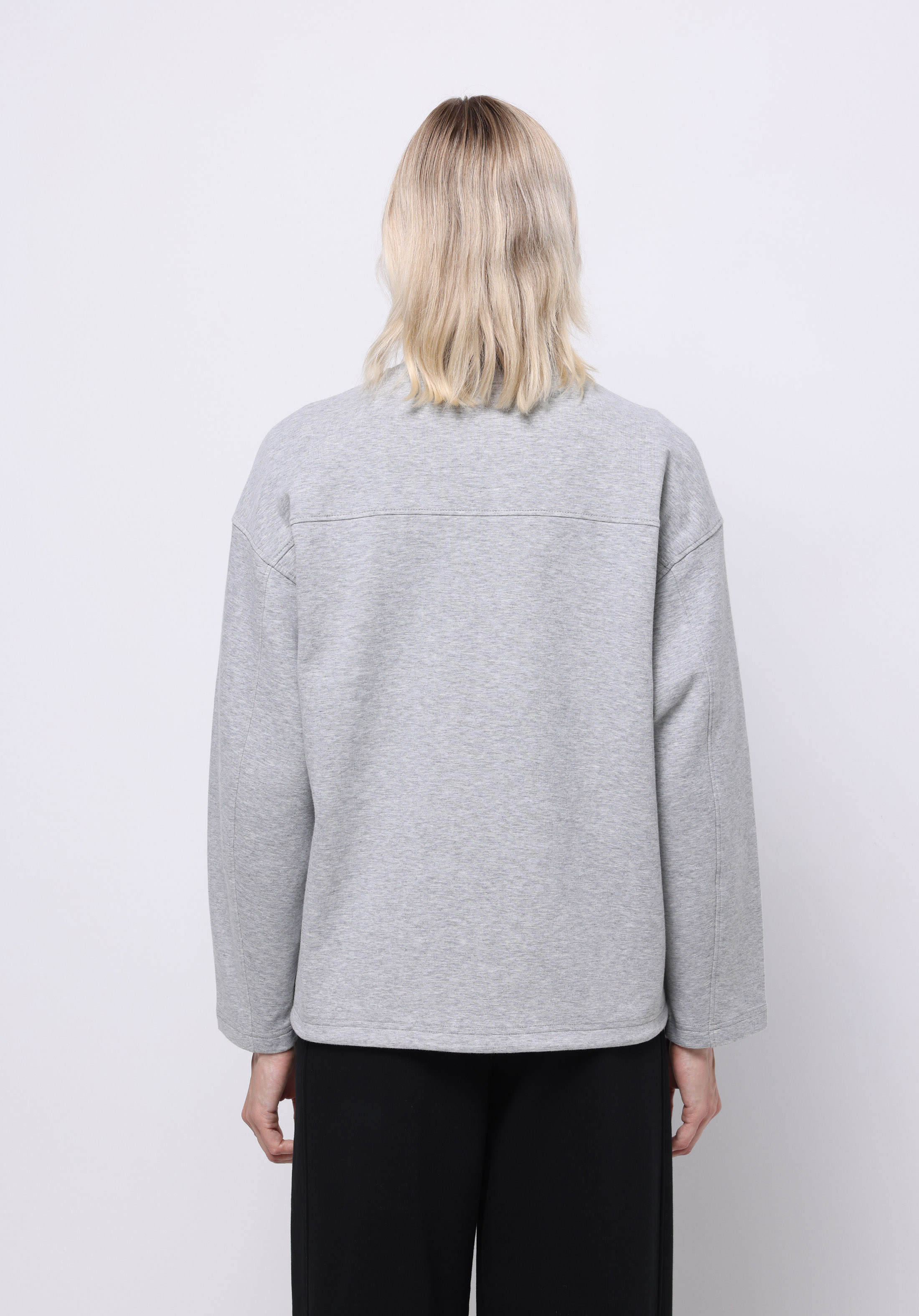 Relaxed Fit Fermuarlı Düz Kadın Gri Sweatshirt