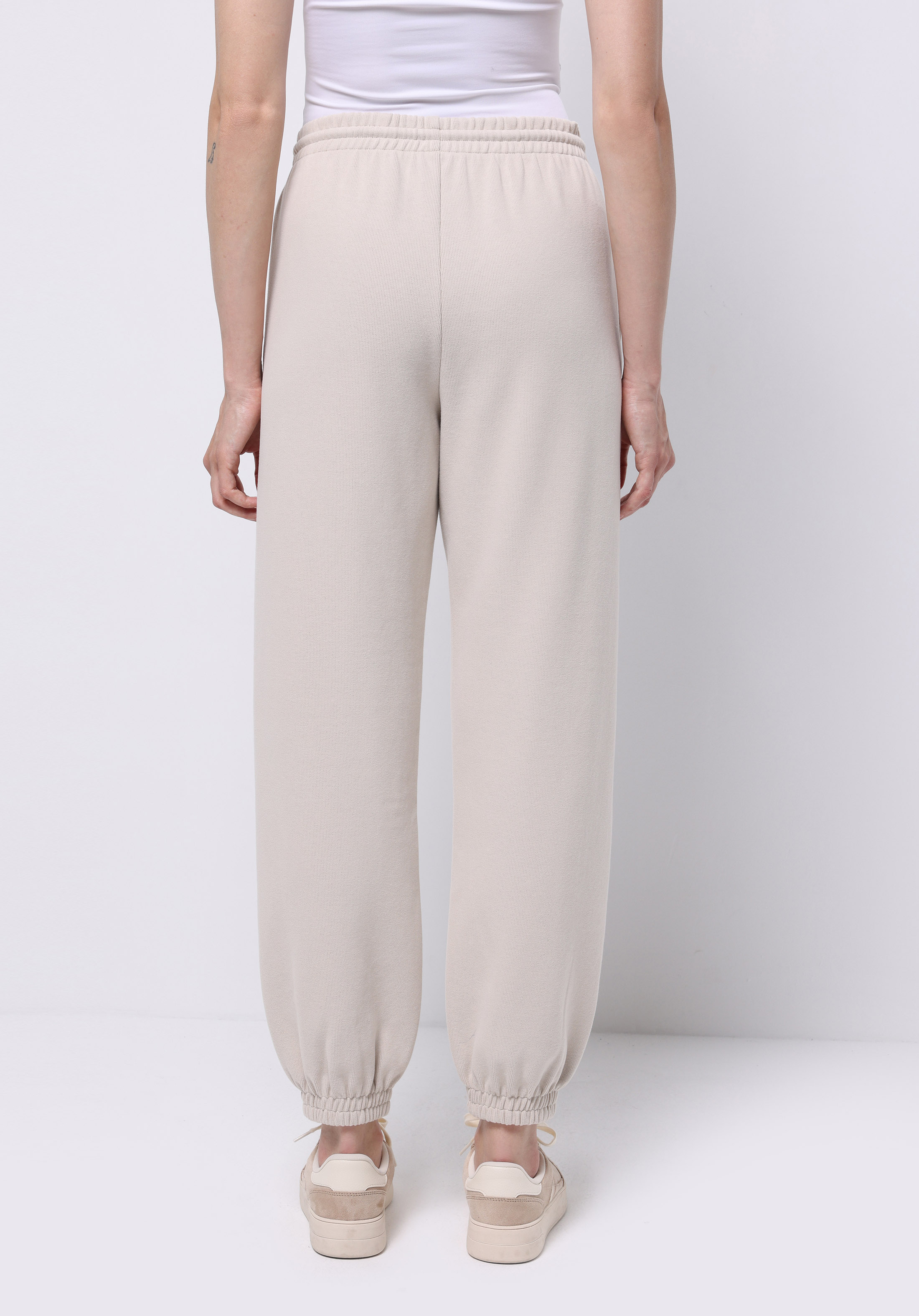 Regular Fit Orta Bel Düz Kadın Bej Eşofman Altı