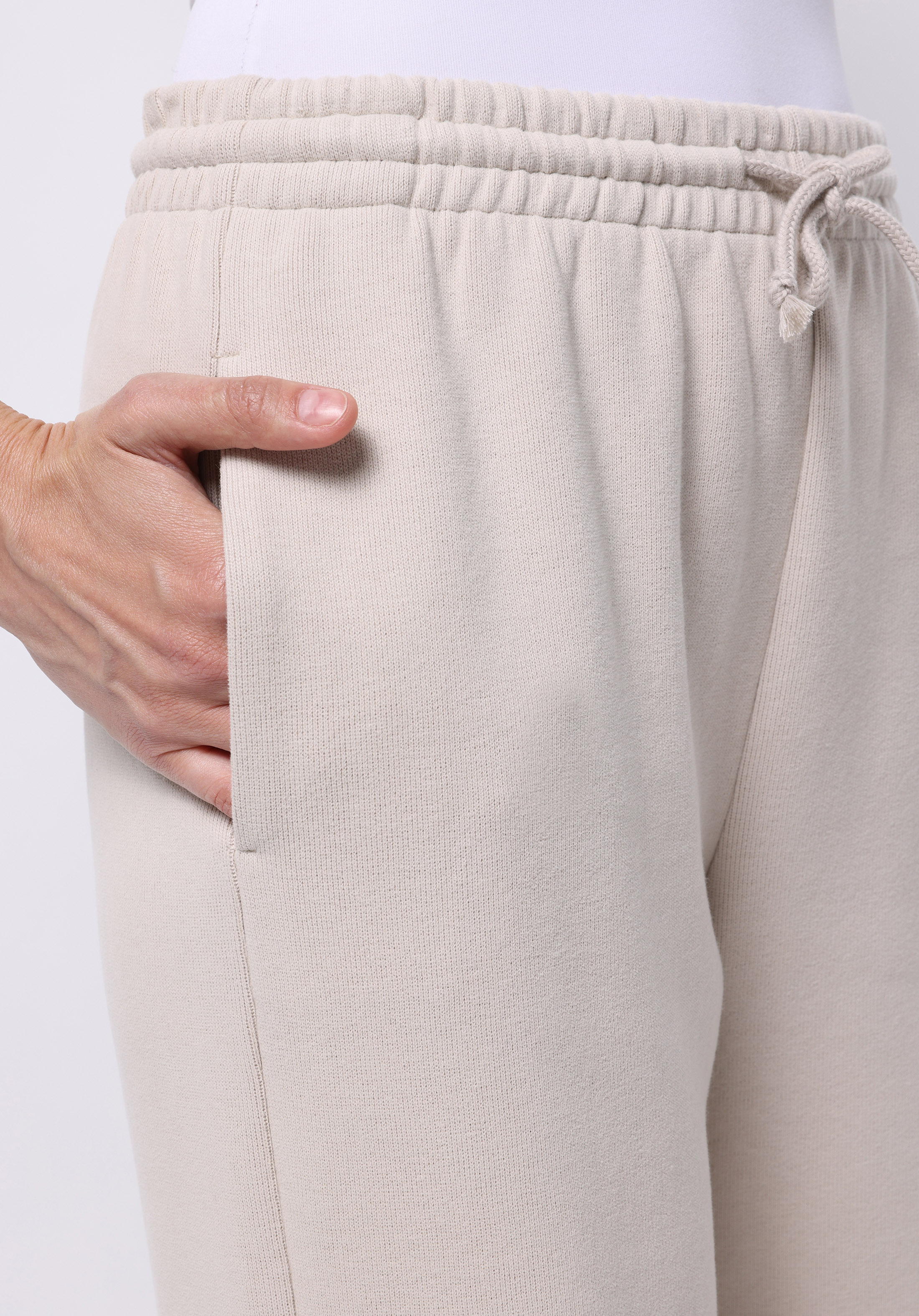 Regular Fit Orta Bel Düz Kadın Bej Eşofman Altı