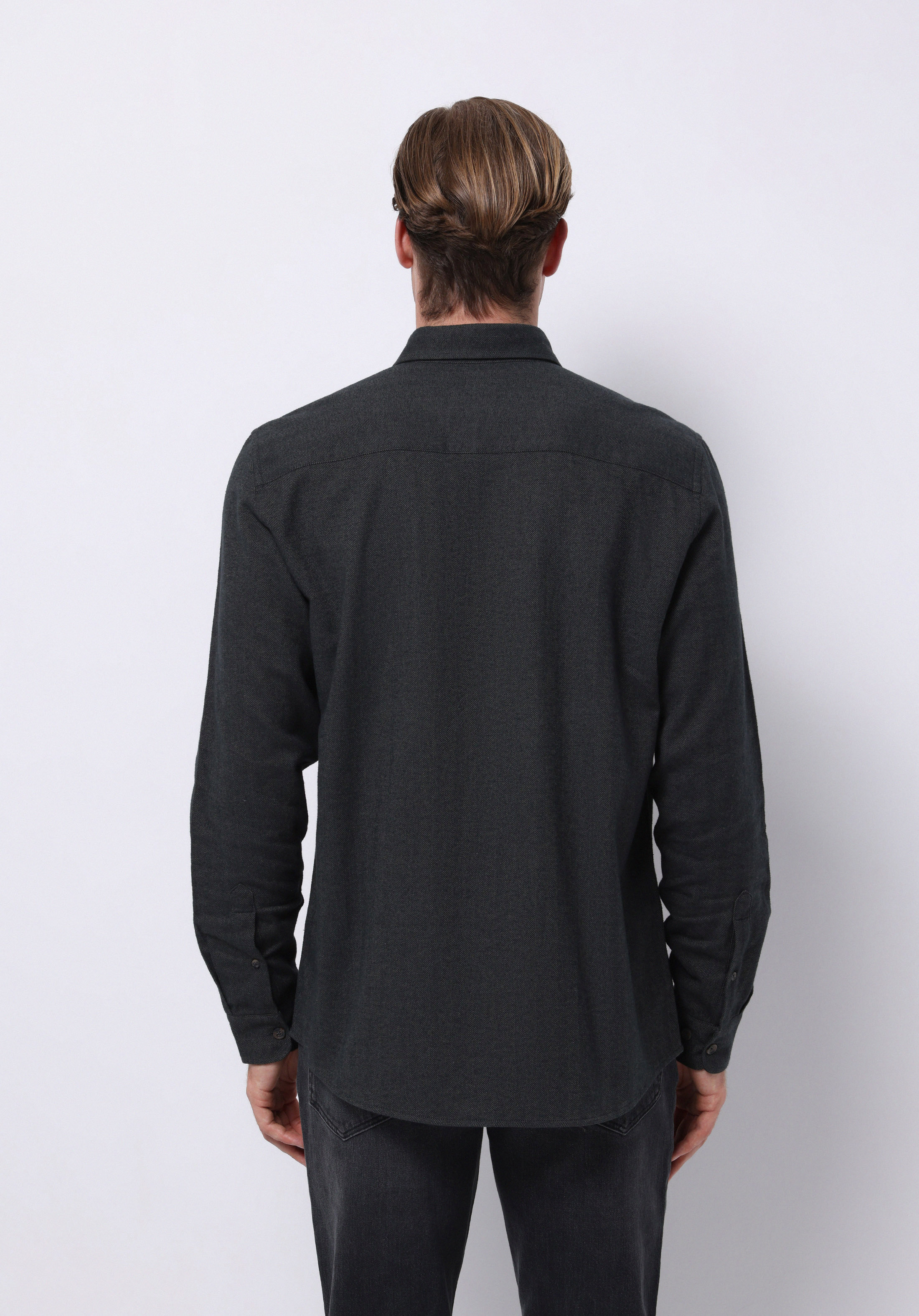 Regular Fit Shirt Neck Düz Erkek Yeşil Uzun Kol Gömlek