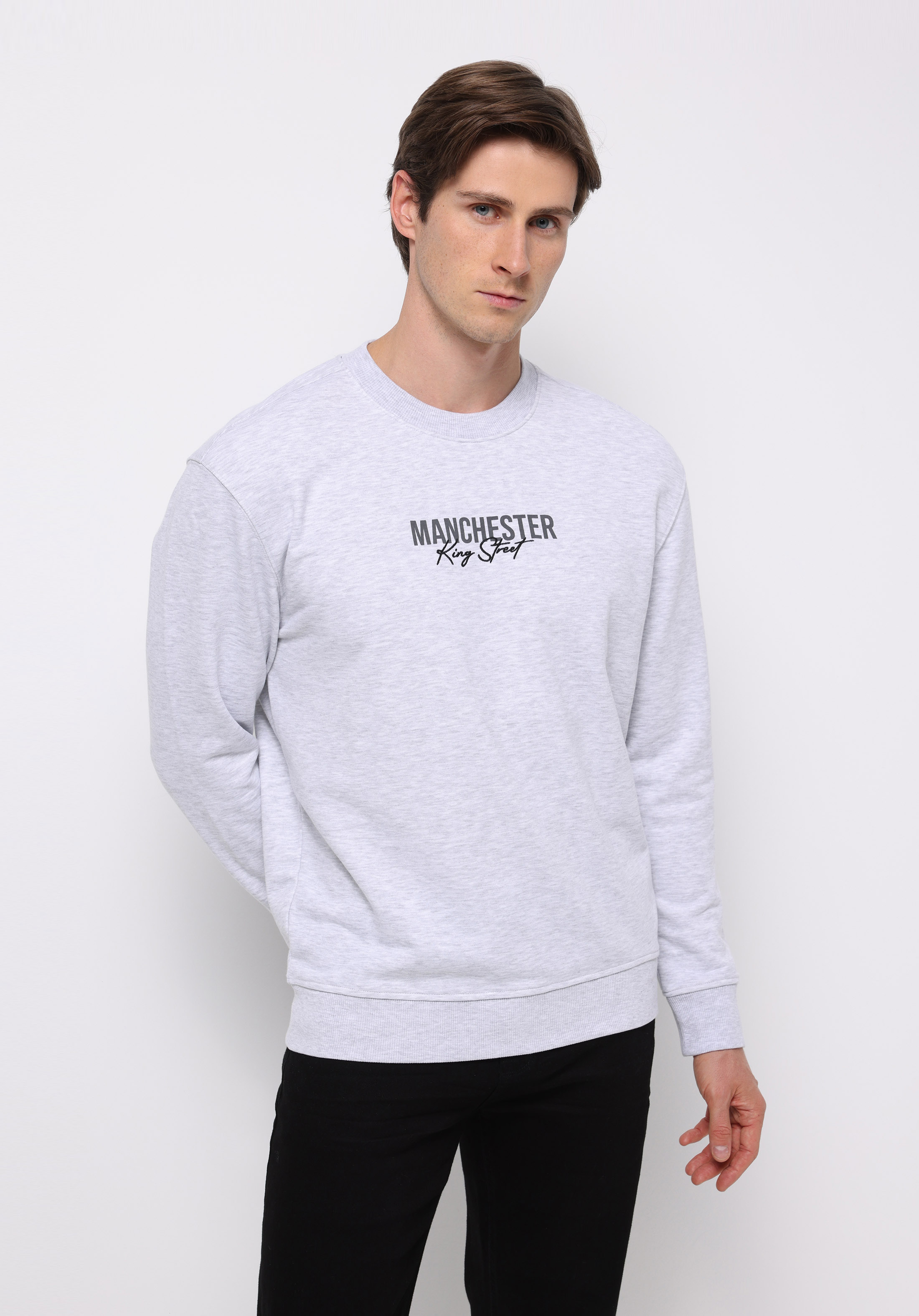 Comfort Fit   Erkek Gri Sweatshirt