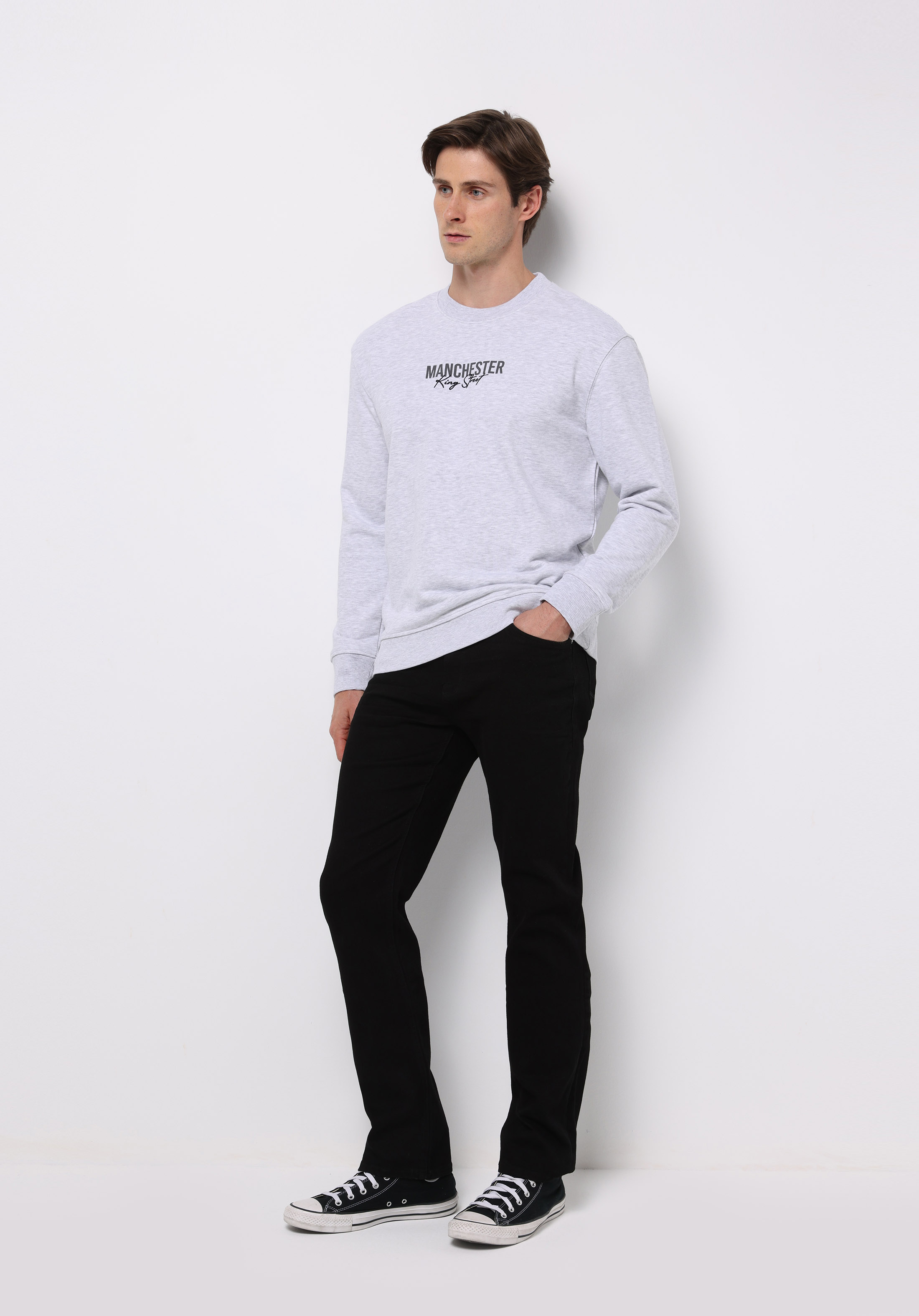 Comfort Fit   Erkek Gri Sweatshirt