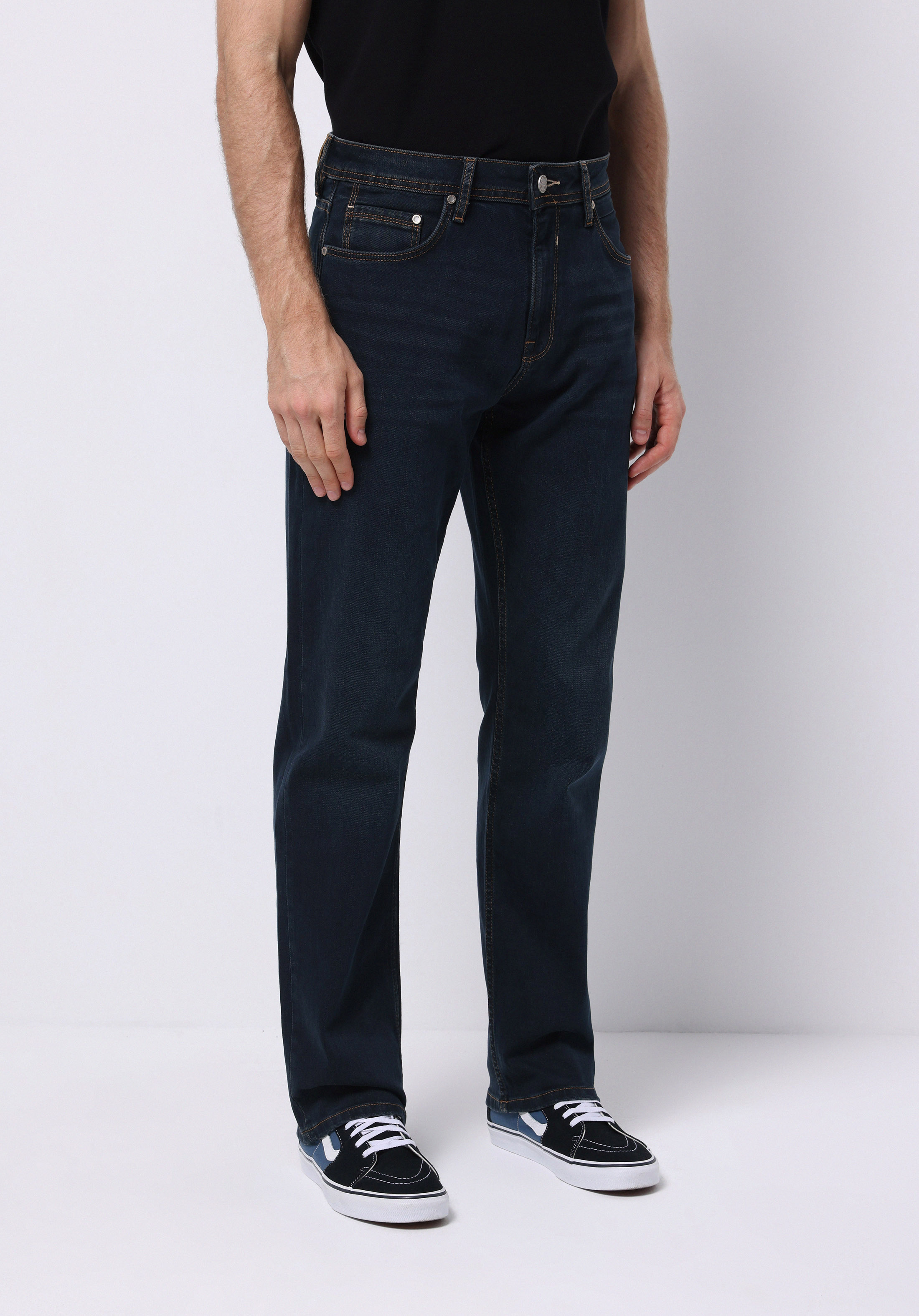 Regular Fit Orta Bel Düz Paça Erkek Koyu İndigo Jean Pantolon
