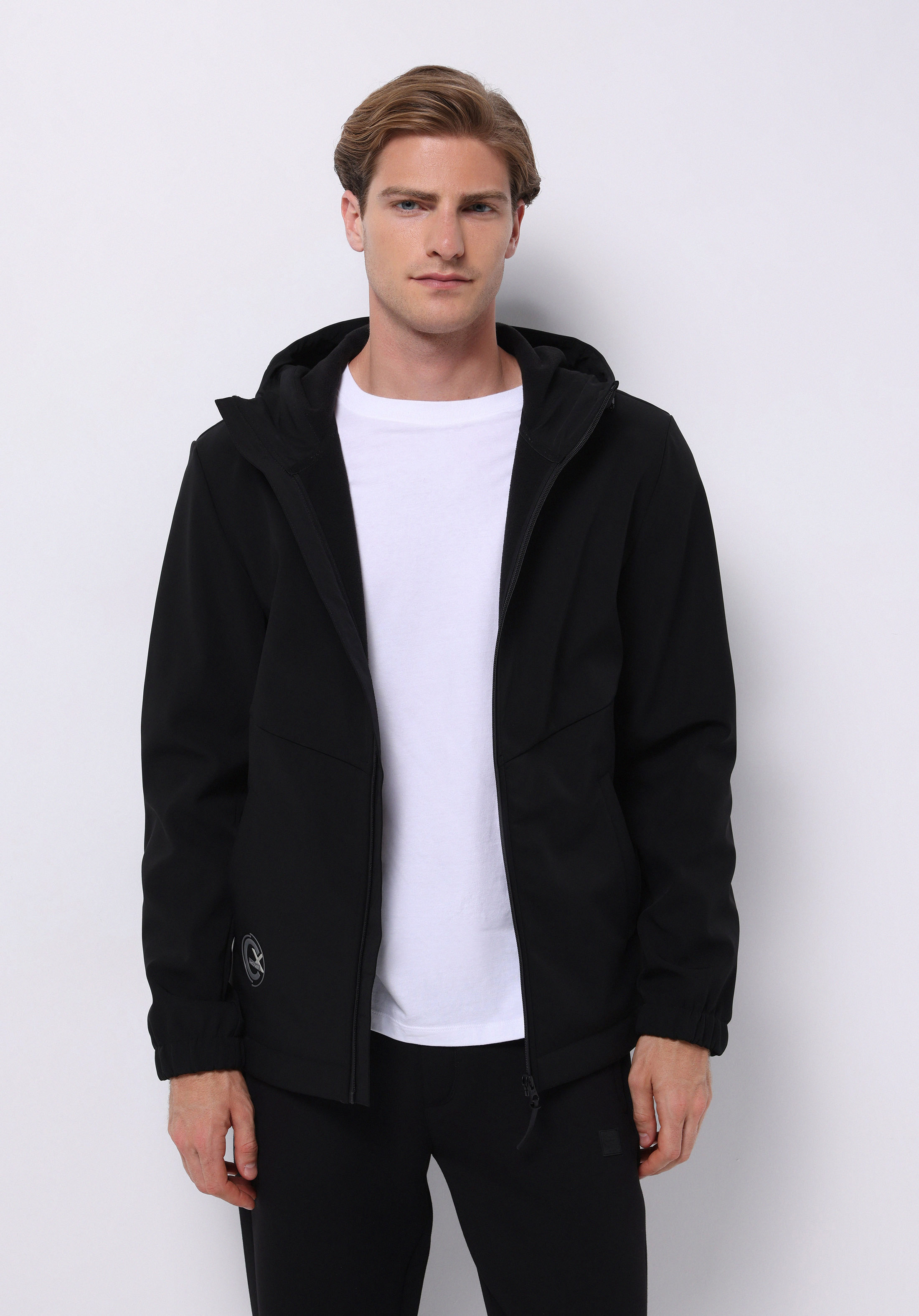 Slim Fit     Erkek Siyah Yağmurluk
