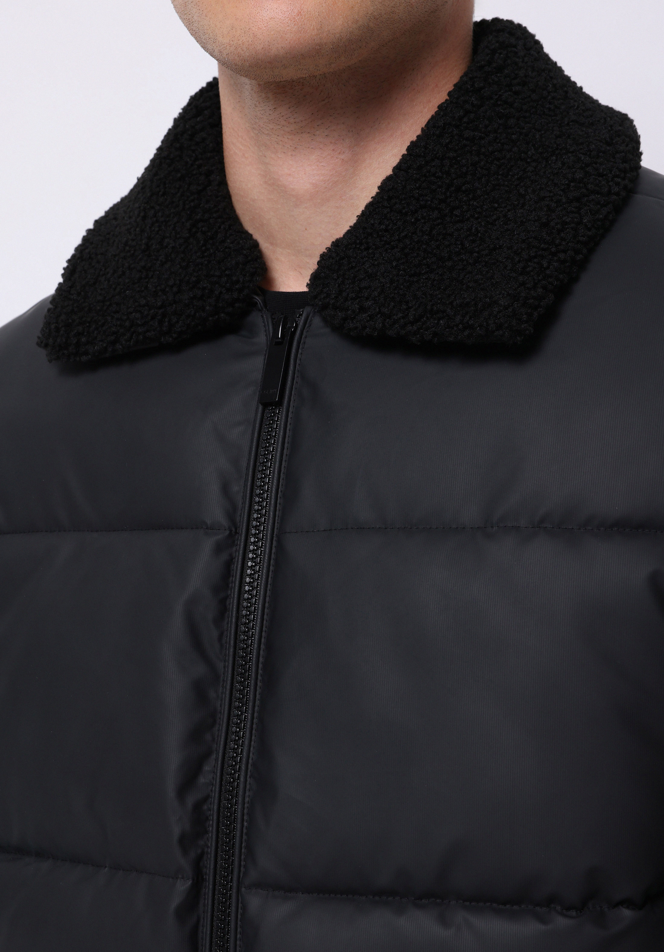 Regular Fit     Erkek Siyah Mont Pu