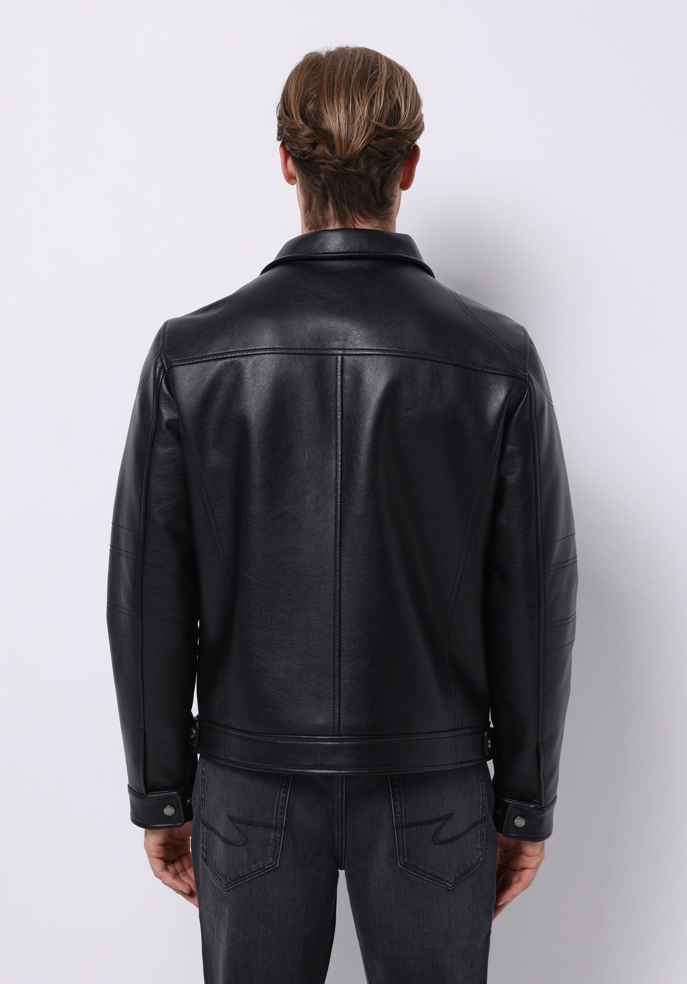 Slim Fit     Erkek Siyah Mont Pu