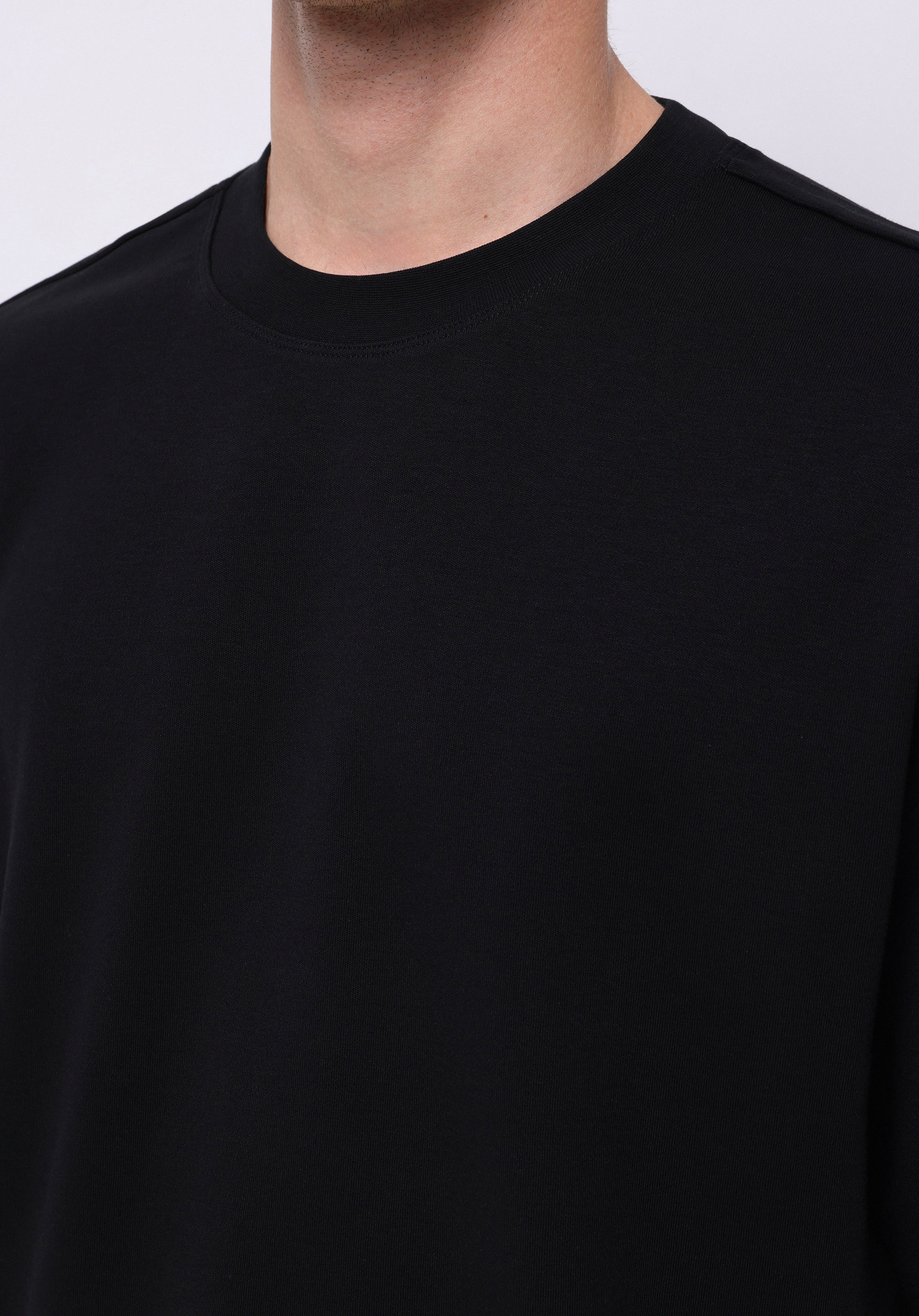 Oversize Fit Yuvarlak Yaka Düz Erkek Siyah Kısa Kol Tişört