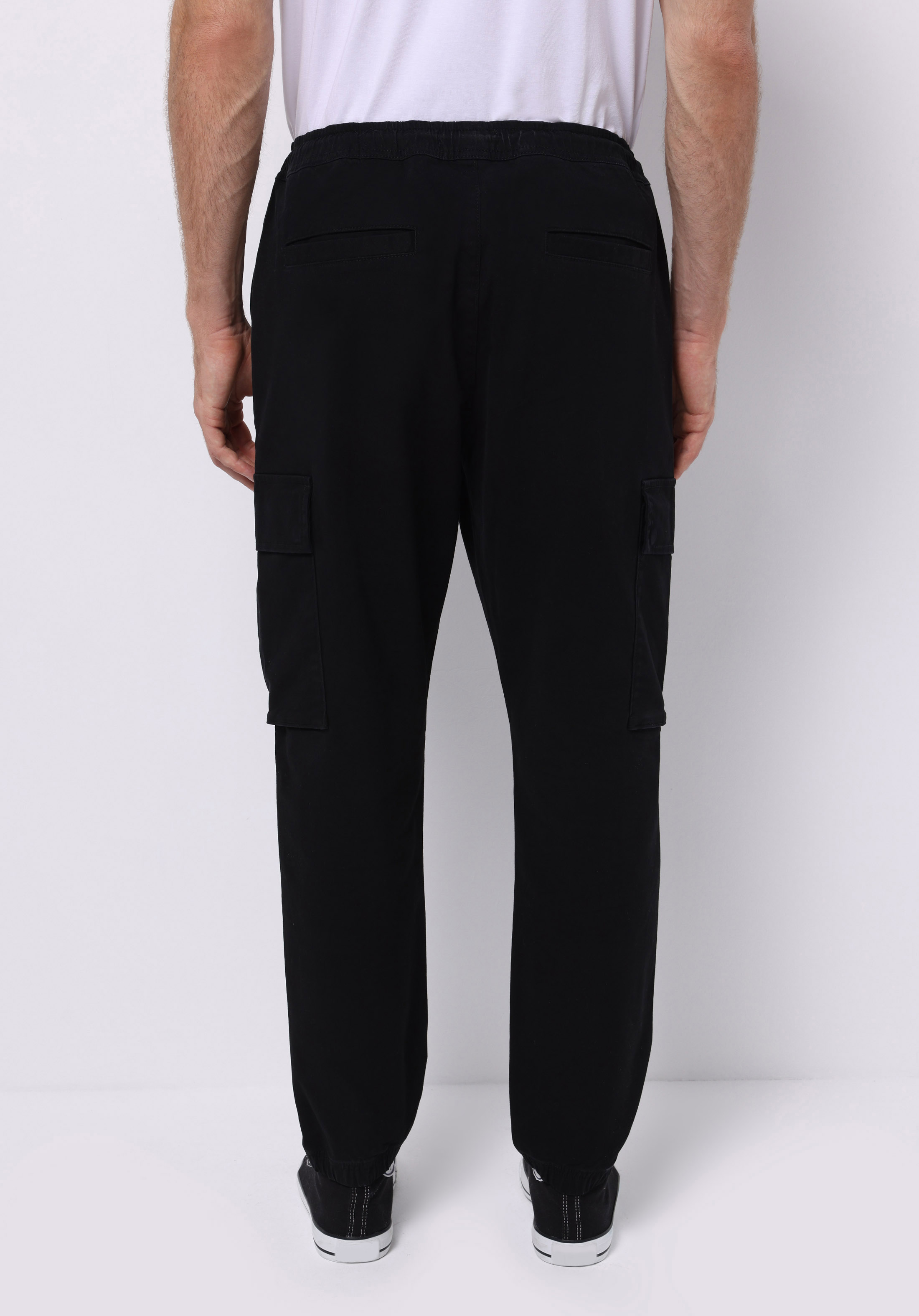 Cargo Fit Orta Bel Lastikli Paça Erkek Siyah  Pantolon