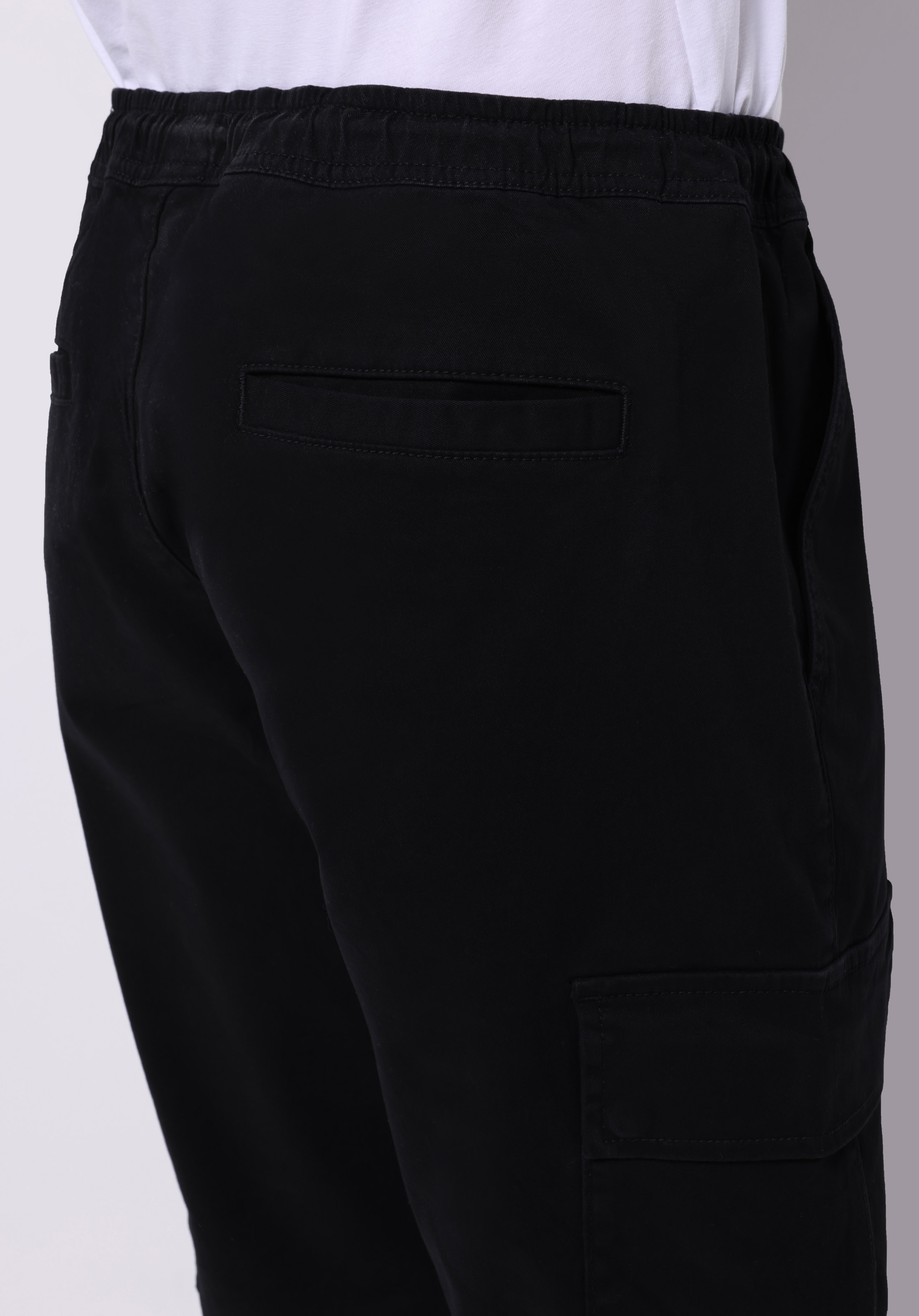 Cargo Fit Orta Bel Lastikli Paça Erkek Siyah  Pantolon