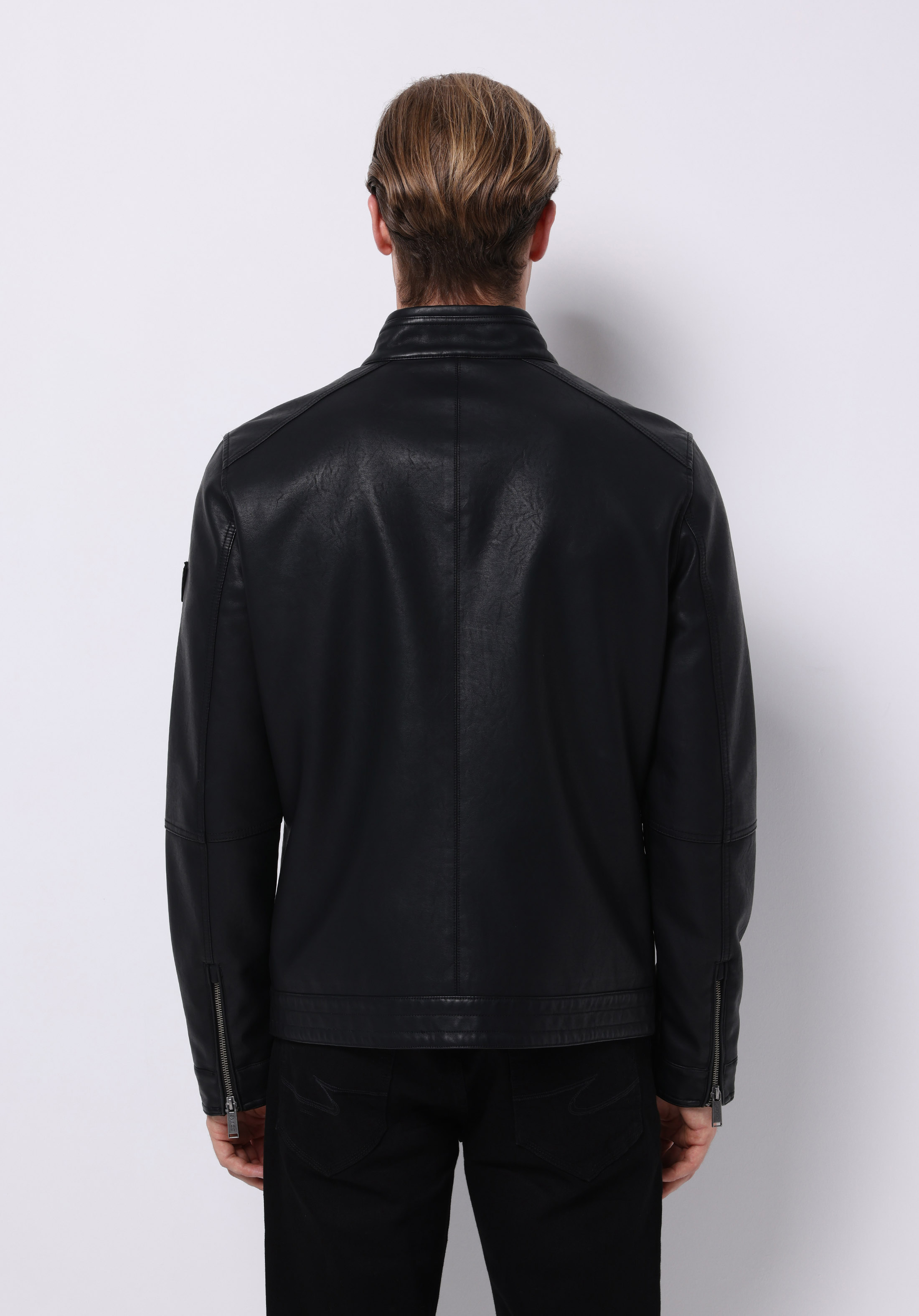 Slim Fit     Erkek Siyah Mont Pu