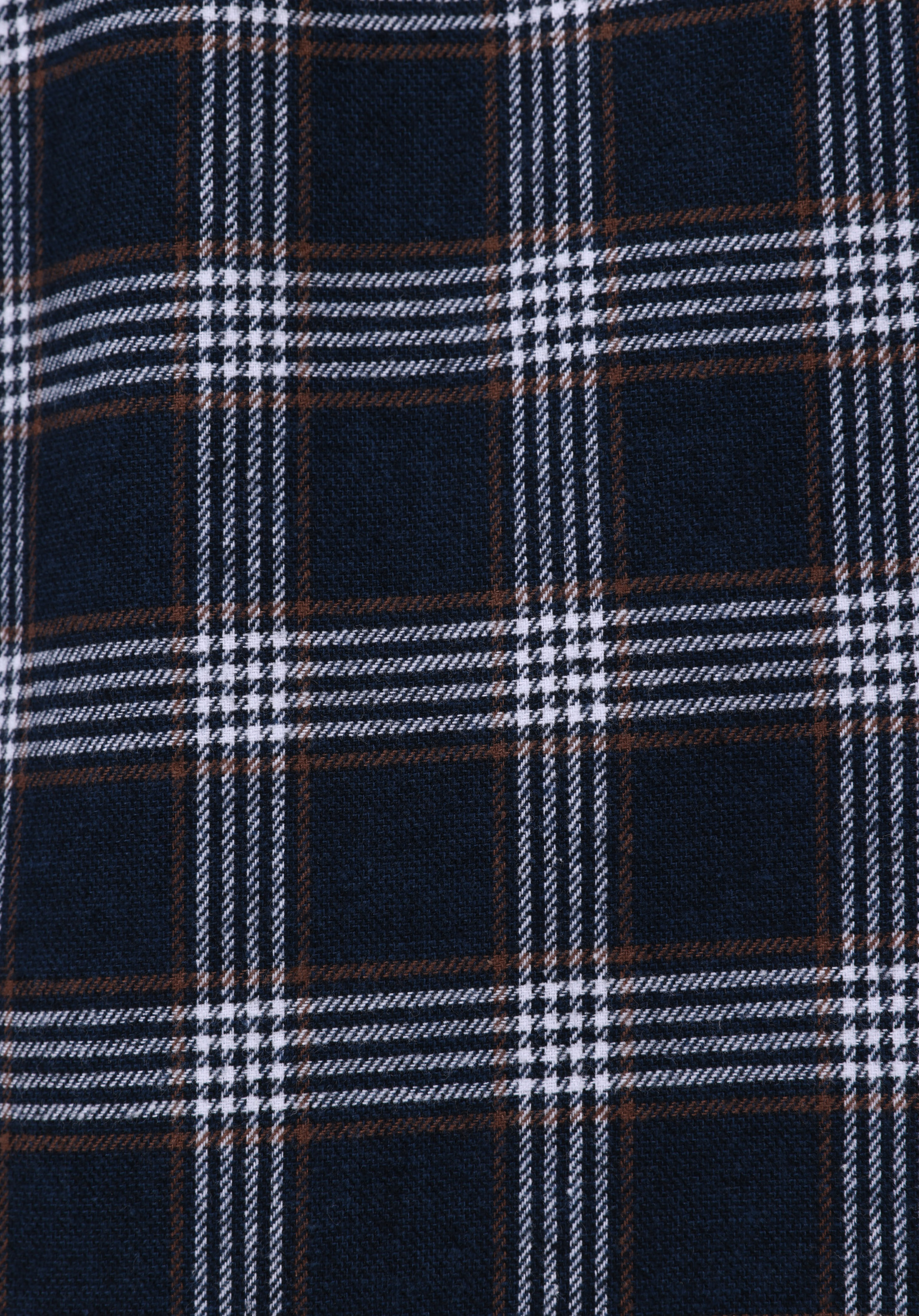 Slim Fit Shirt Neck Ekoseli Erkek Lacivert Uzun Kol Gömlek