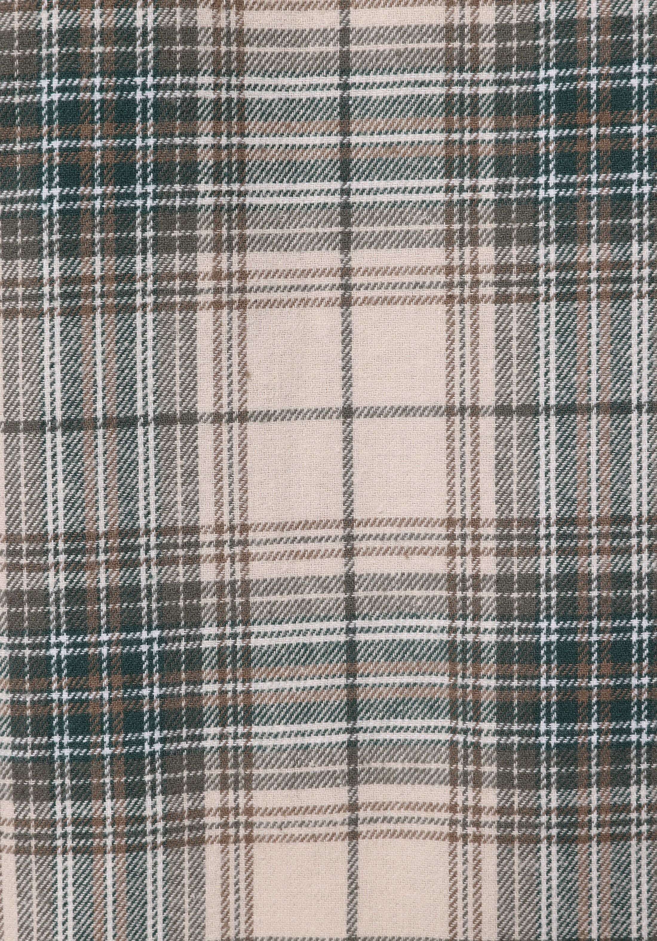 Regular Fit Shirt Neck Ekoseli Erkek Bej Uzun Kol Gömlek