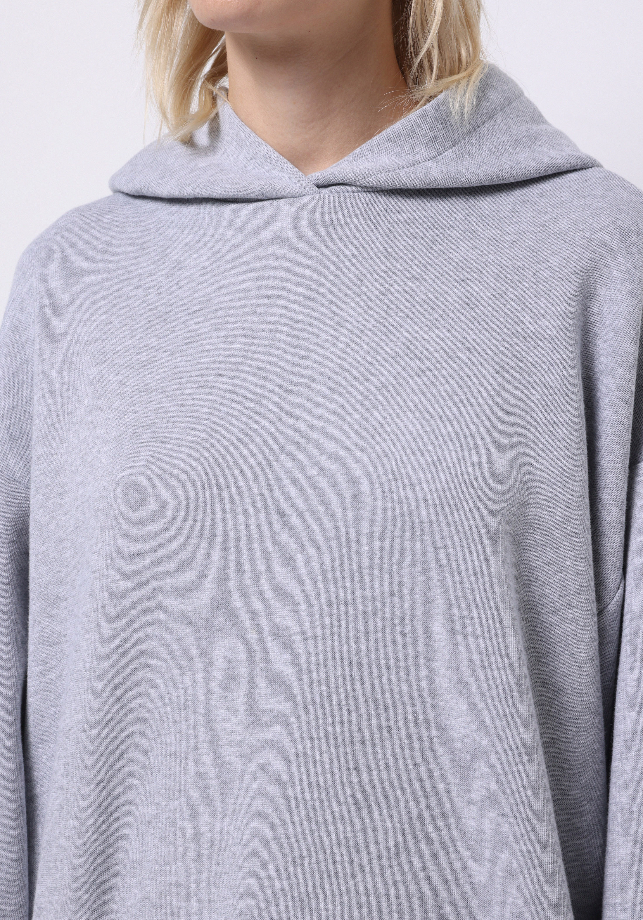 Oversize Fit Kapüşonlu Düz Kadın Gri Sweatshirt