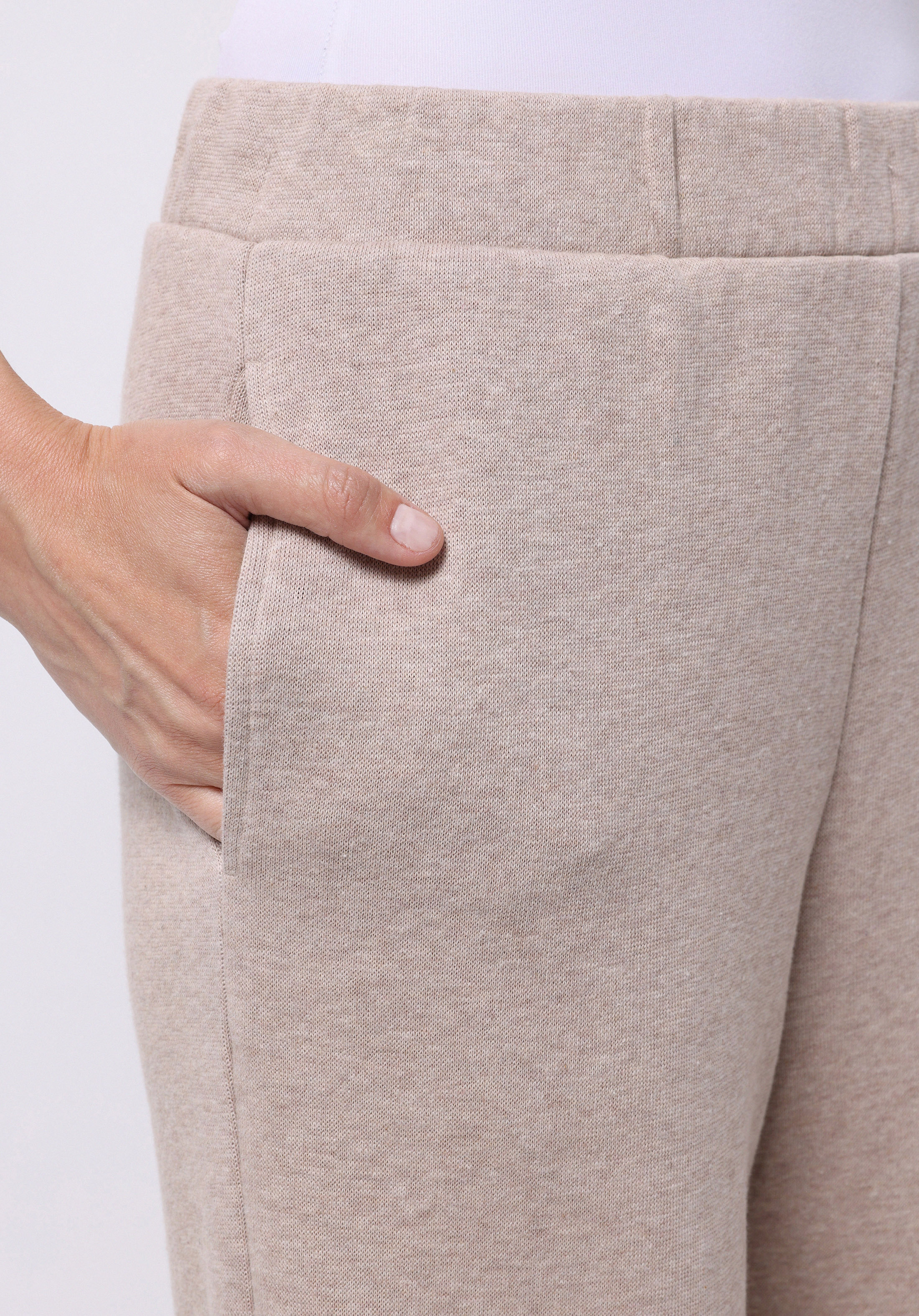 Regular Fit Orta Bel Düz Kadın Bej Eşofman Altı