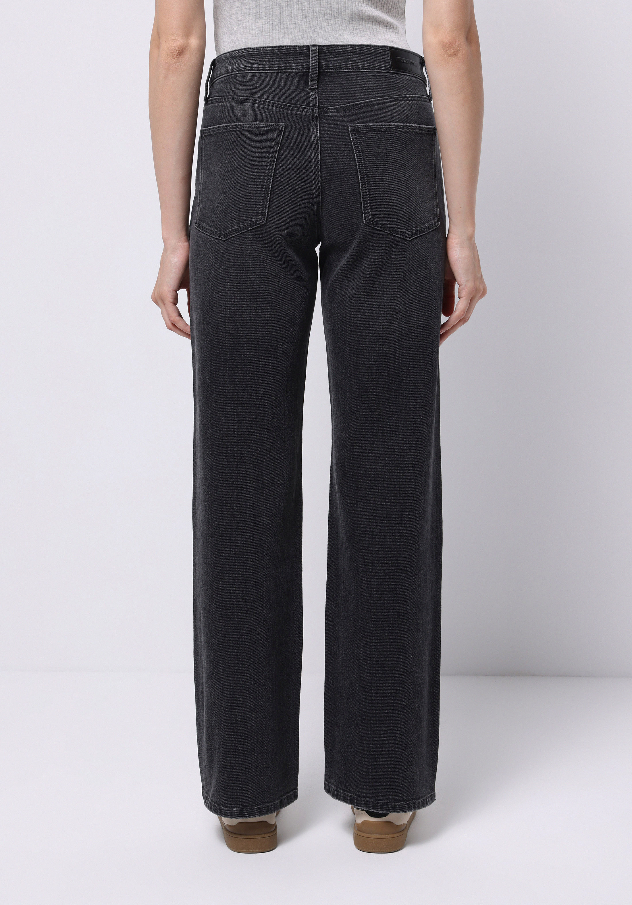 Straight Fit Orta Bel Tam Boy Paça Kadın Siyah Jean Pantolon