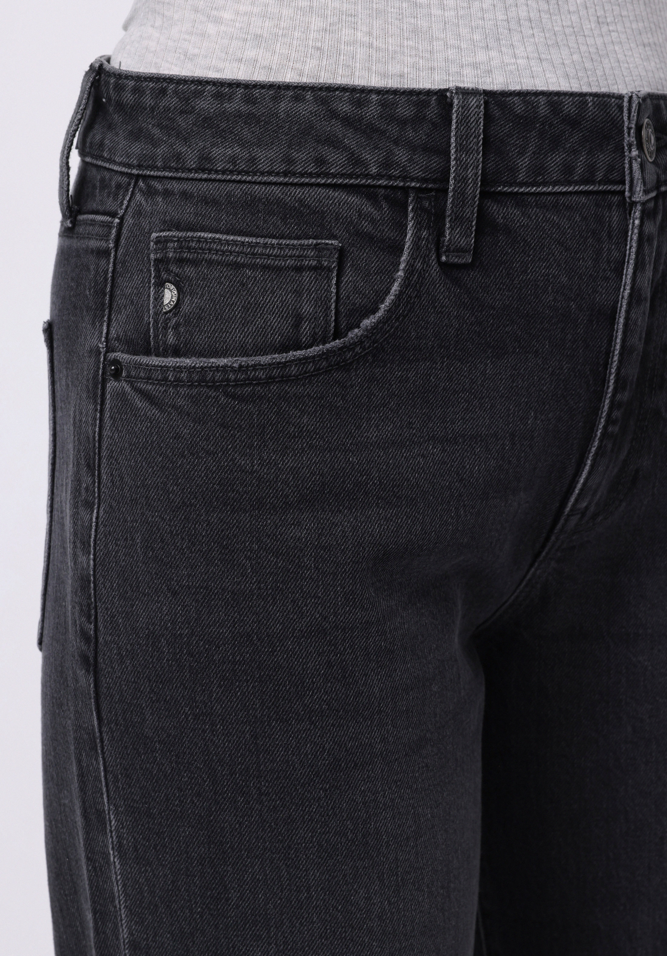 Straight Fit Orta Bel Tam Boy Paça Kadın Siyah Jean Pantolon