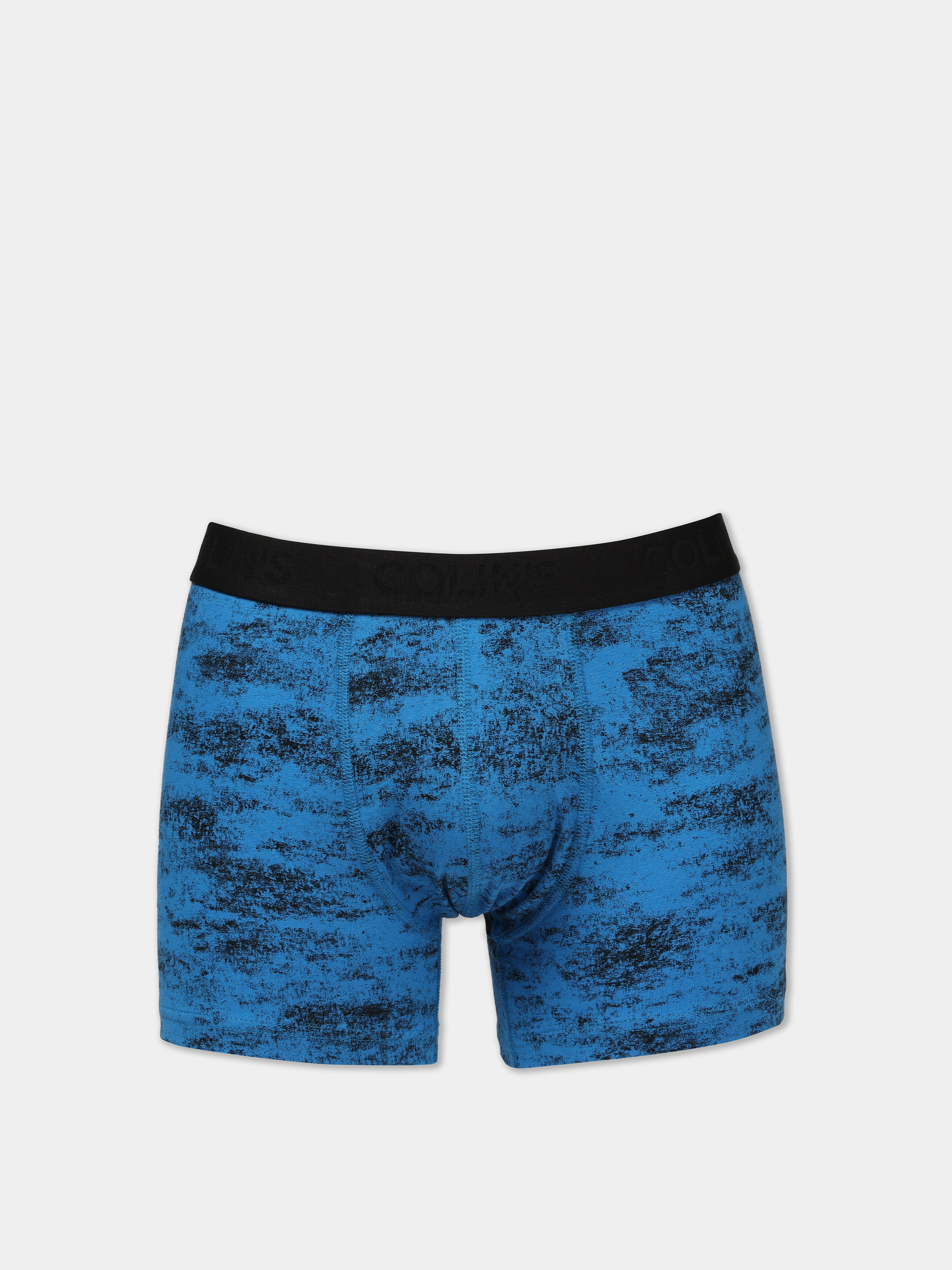 Modern Fit Baskılı Erkek Mavi Boxer