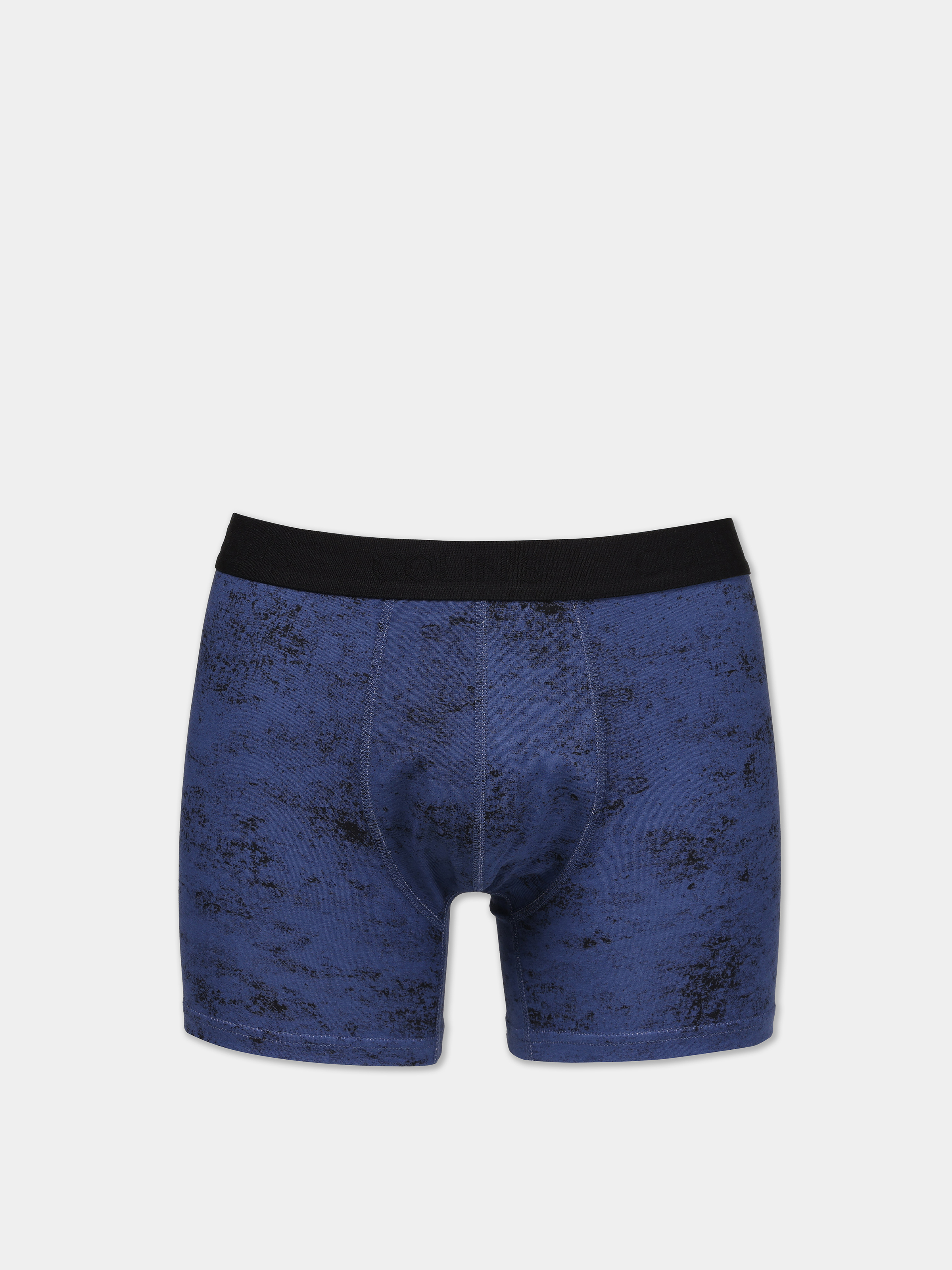 Modern Fit Baskılı Erkek Mavi Boxer